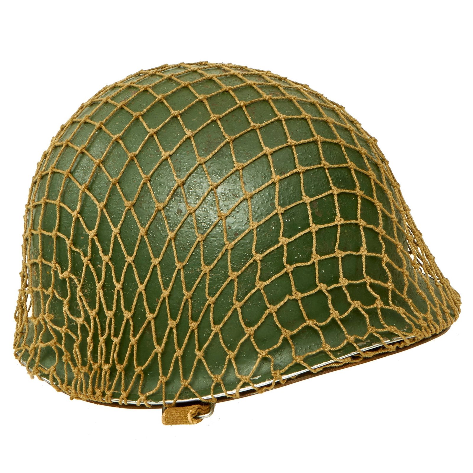 Buy Original U.S. WWII 1944 McCord Front Seam Swivel Bale M1 Helmet with Net and Camouflaged Painted Westinghouse Liner - Pacific Theater Green Period Repaint | Original Firearms Antique For Sale