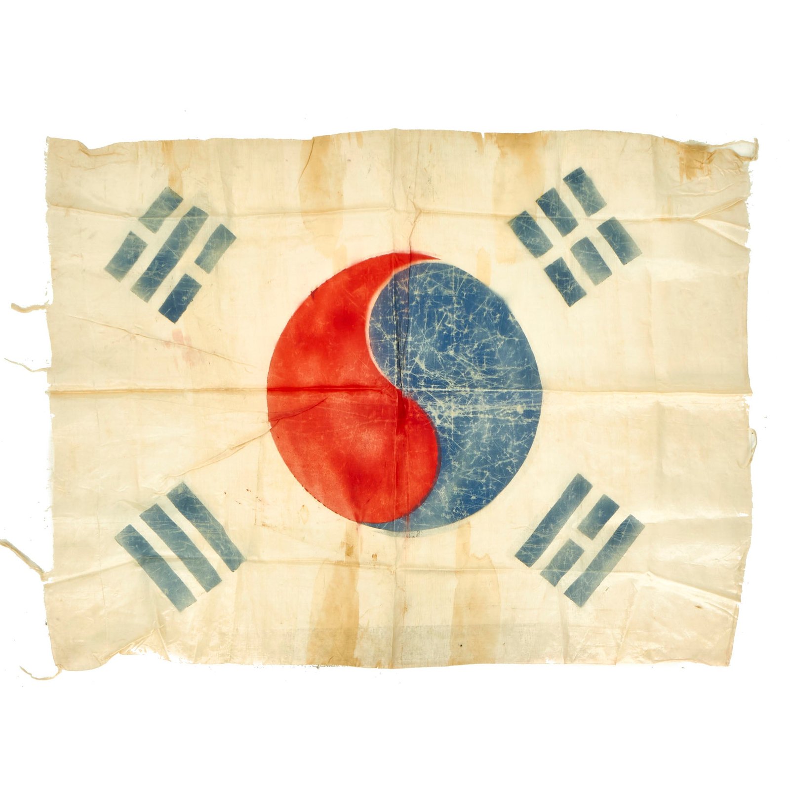 Buy Original Korean War Era South Korean Taegukgi Rayon Silk Flag - 36" x 27" | Original Firearms Antique For Sale