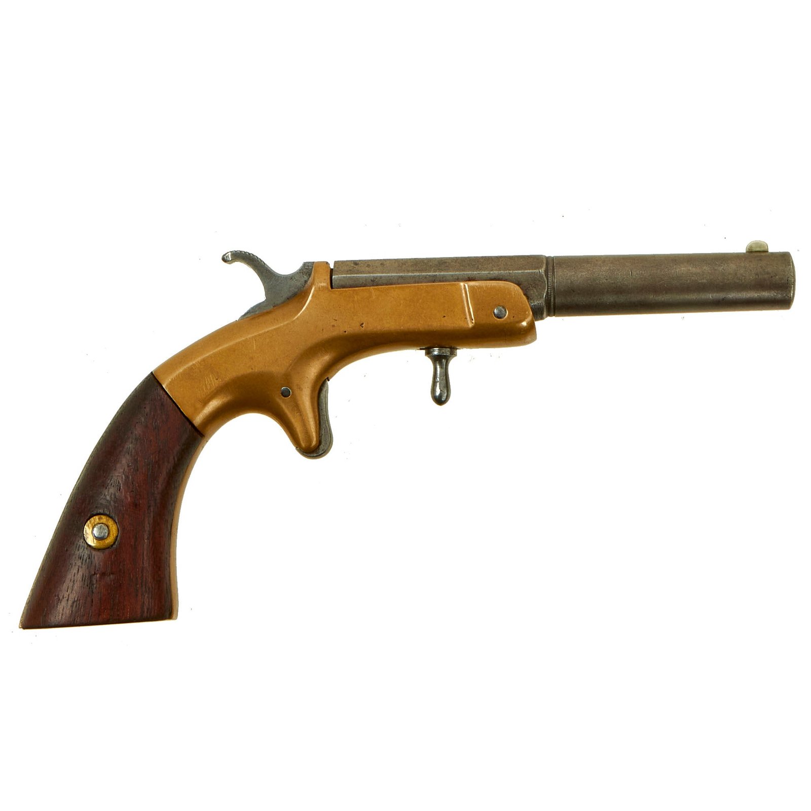 Buy Original U.S. Frank Wesson 2nd Type Brass Frame Single Shot .22 Rimfire Tip Up Derringer Pistol - Serial 68 | Original Firearms Antique For Sale