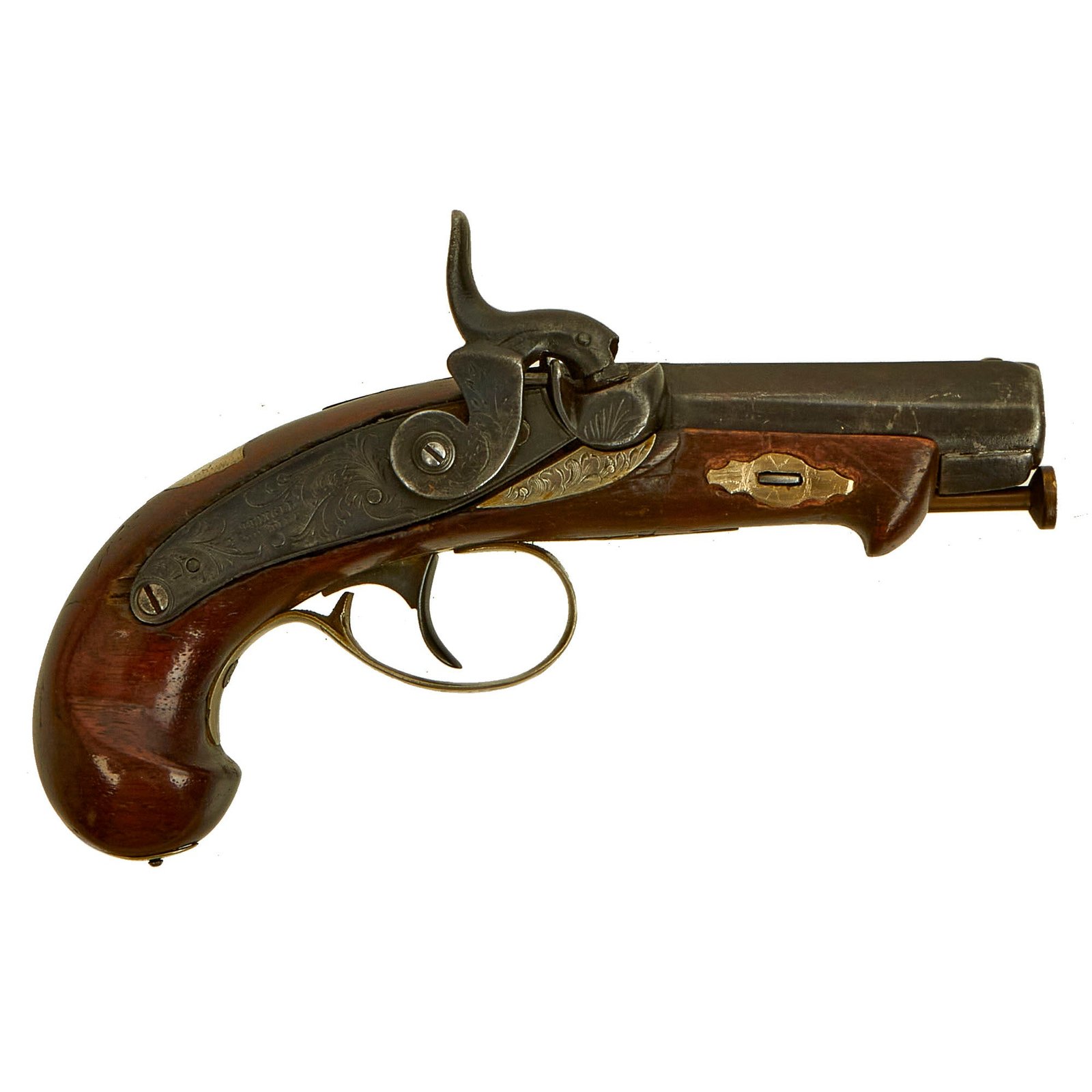 Buy Original U.S. Civil War Era Silver Mounted "Deringer" Philadelphia Pocket Percussion Pistol circa 1860 | Original Firearms Antique For Sale