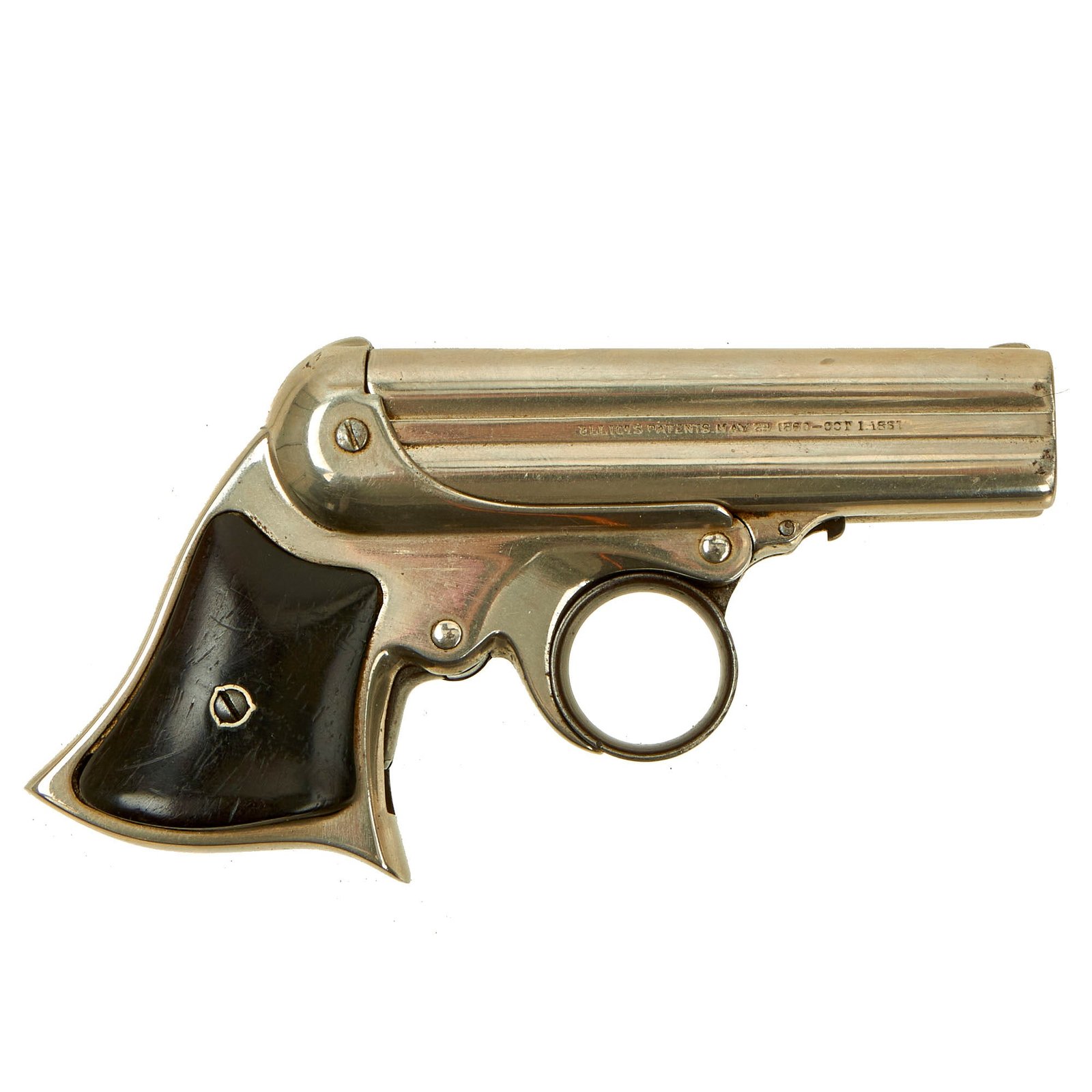 Buy Original U.S. Remington Elliot's 1861 Patent 4 Barrel Nickel Plated Pepperbox Tip-Up Pistol - Serial 20953 | Original Firearms Antique For Sale