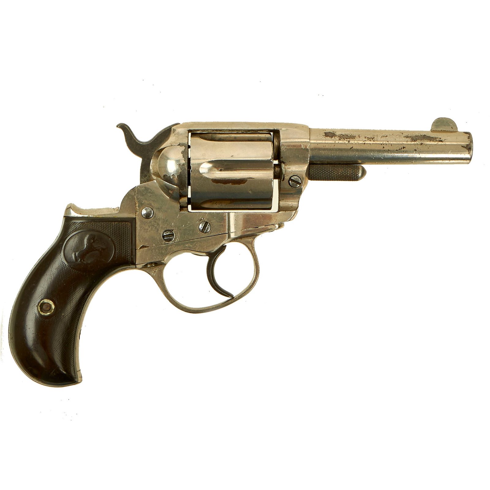 Buy Original U.S. Colt M1877 .38cal Nickel-Plated Lightning Revolver made in 1895 with Replacement 3 1/2" Barrel - Serial 97735 | Original Firearms Antique For Sale