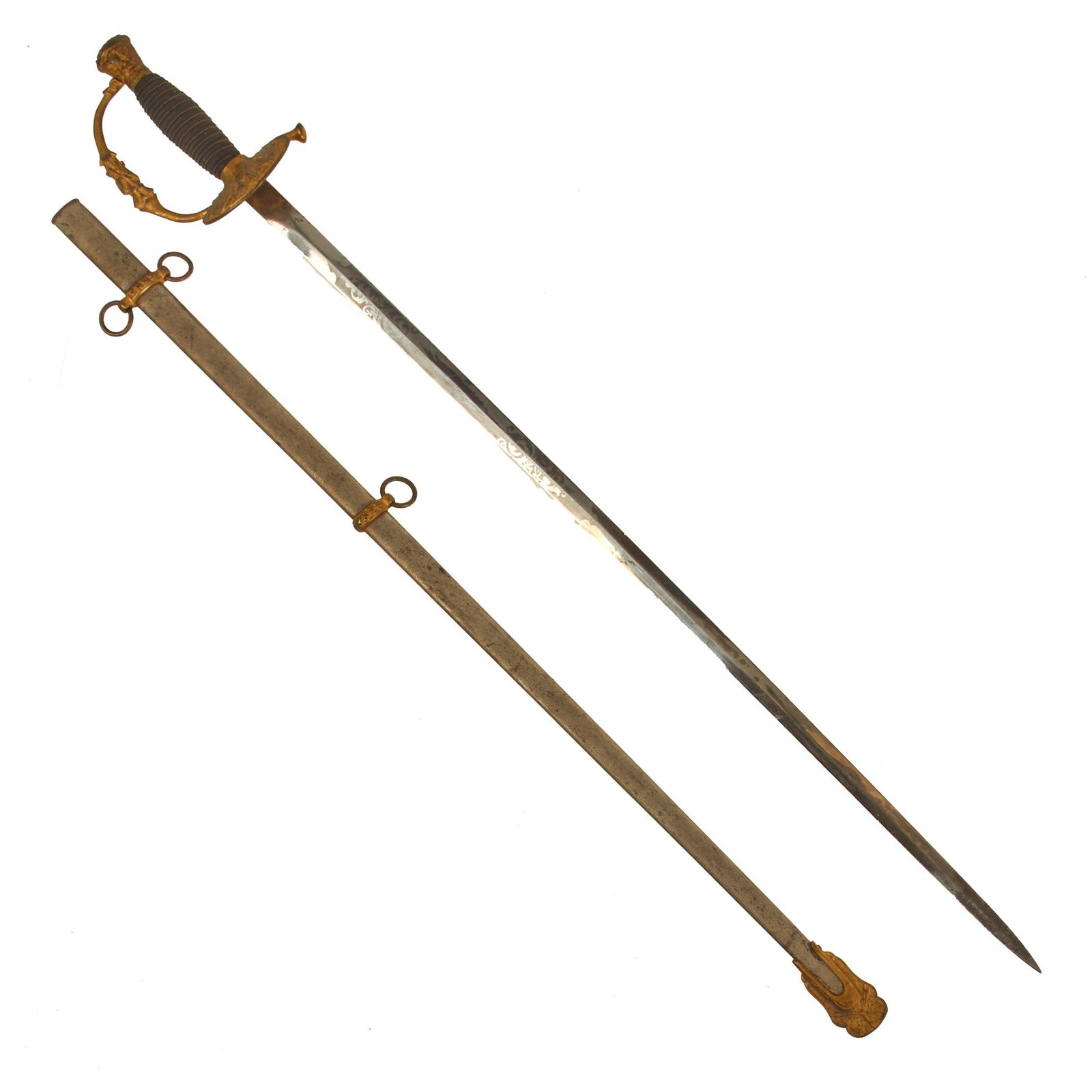 Buy Original U.S. Indian Wars Model 1860 Army Staff & Field Officer Sword by B.M. Whitlock with Etched Blade & Scabbard | Original Firearms Antique For Sale