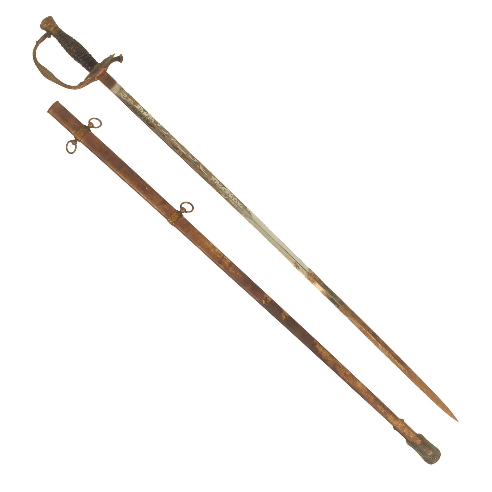 Buy Original U.S. Indian Wars Era Model 1860 Army Staff and Field Officer Sword with Engraved Blade | Original Firearms Antique For Sale