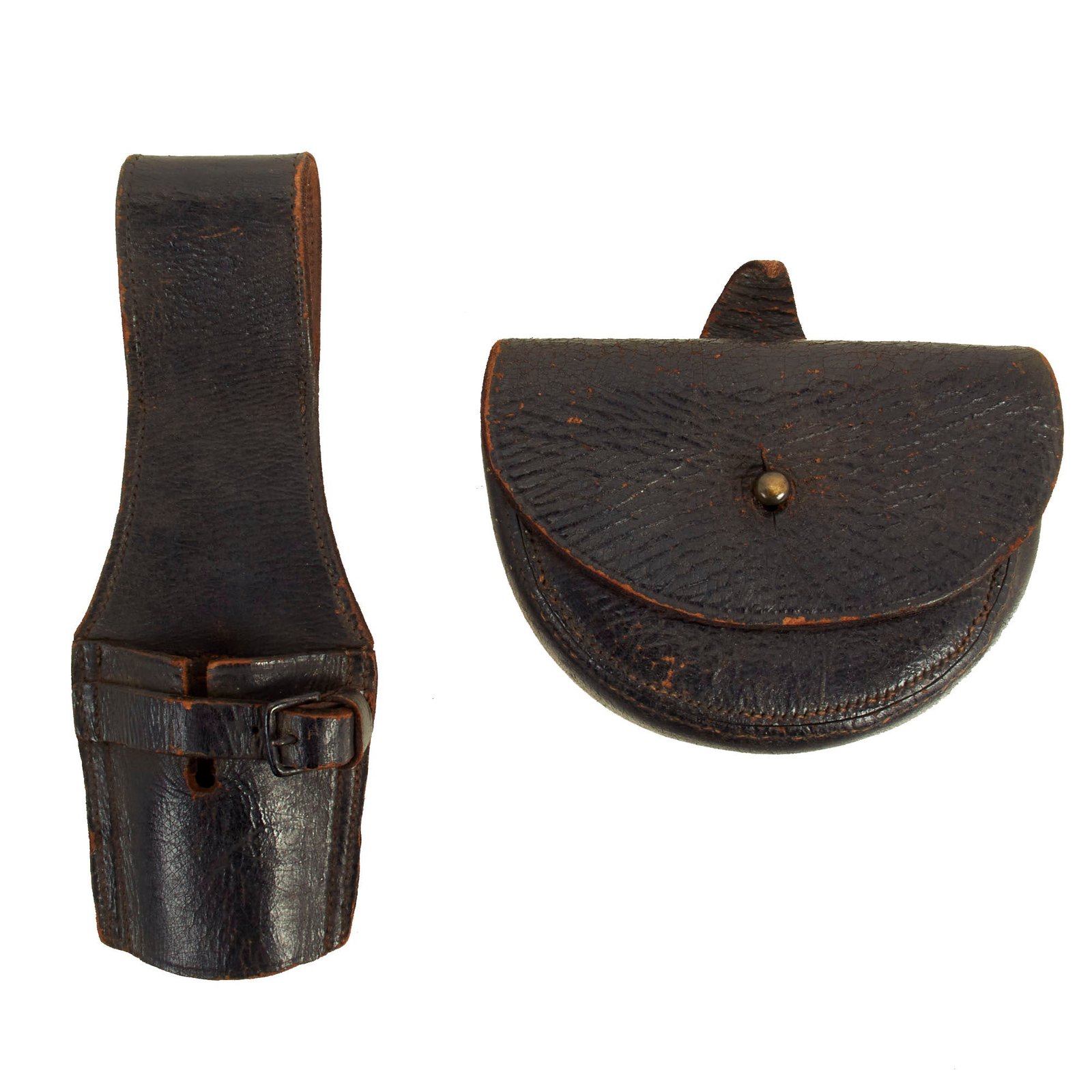 Buy Original U.S. Civil War Confederate Issue British Import Leather Musket Ball Pouch and Bayonet Frog | Original Firearms Antique For Sale
