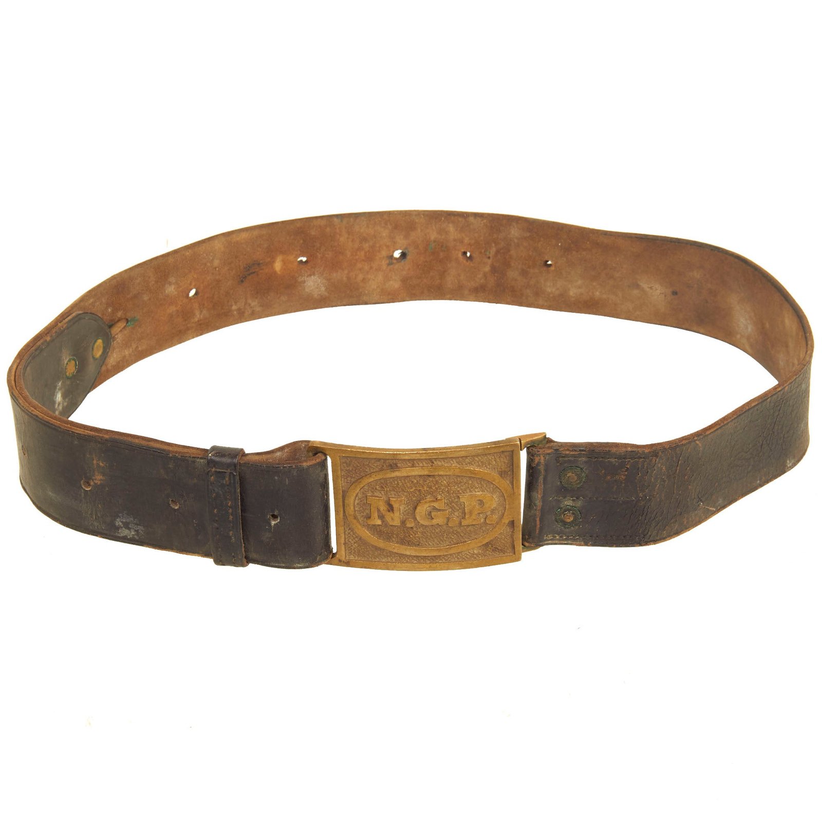 Buy Original U.S. Indian Wars National Guard Pennsylvania Model 1874 Leather Waist Belt And Buckle | Original Firearms Antique For Sale