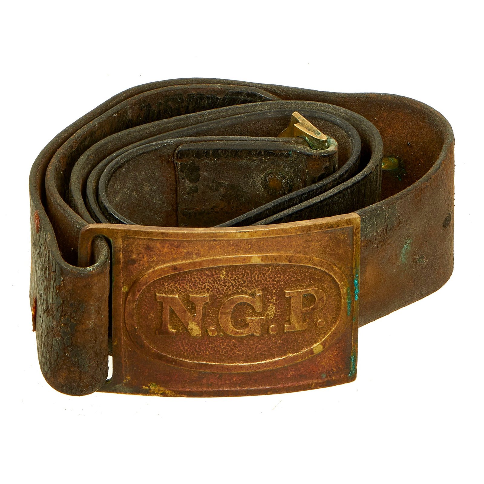 Buy Original U.S. Indian Wars National Guard Pennsylvania Model 1874 Leather Waist Belt And Buckle | Original Firearms Antique For Sale