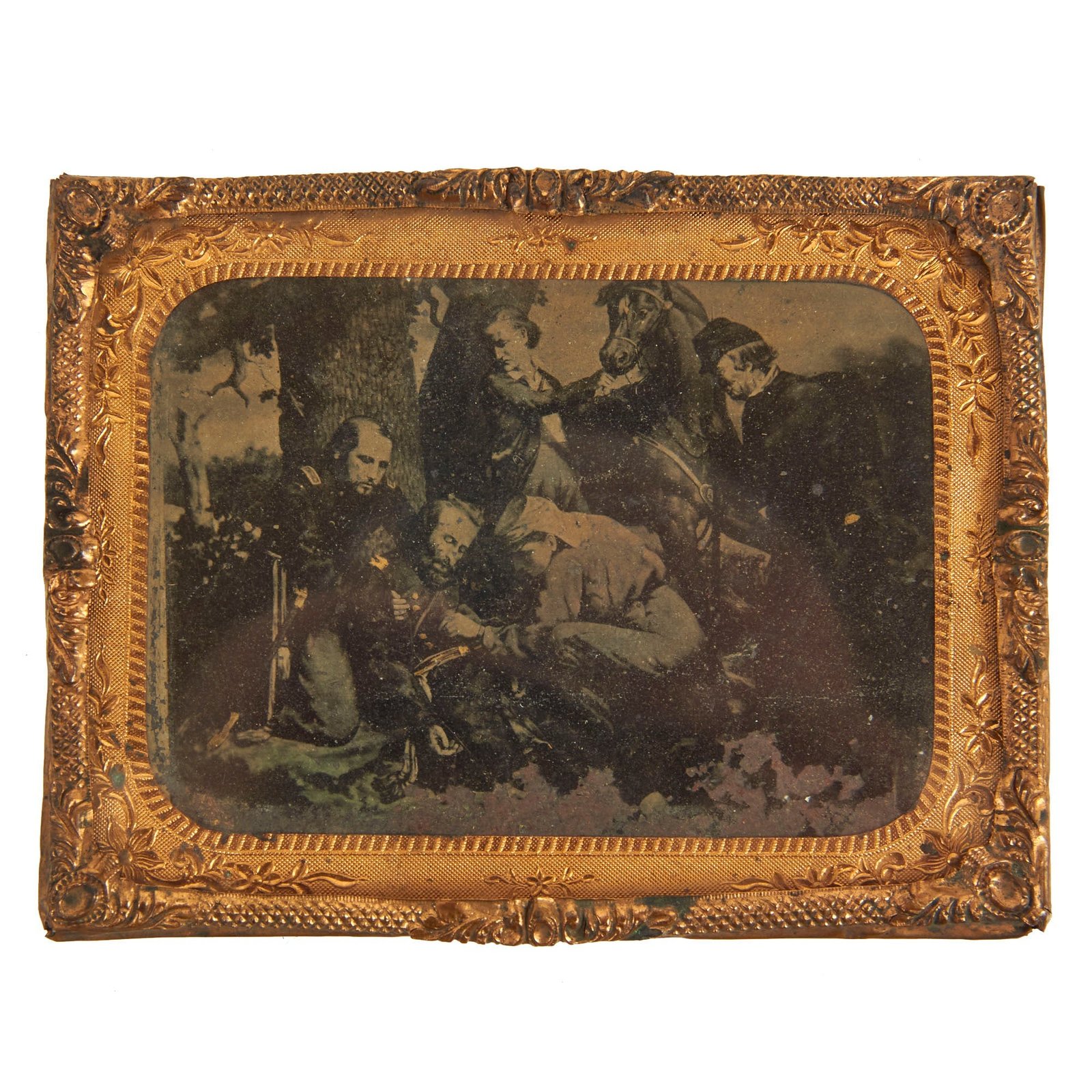 Buy Original U.S. Civil War Era Tintype Photograph “The Death of Stonewall Jackson” - 4 ⅜” x 3 ⅜” | Original Firearms Antique For Sale