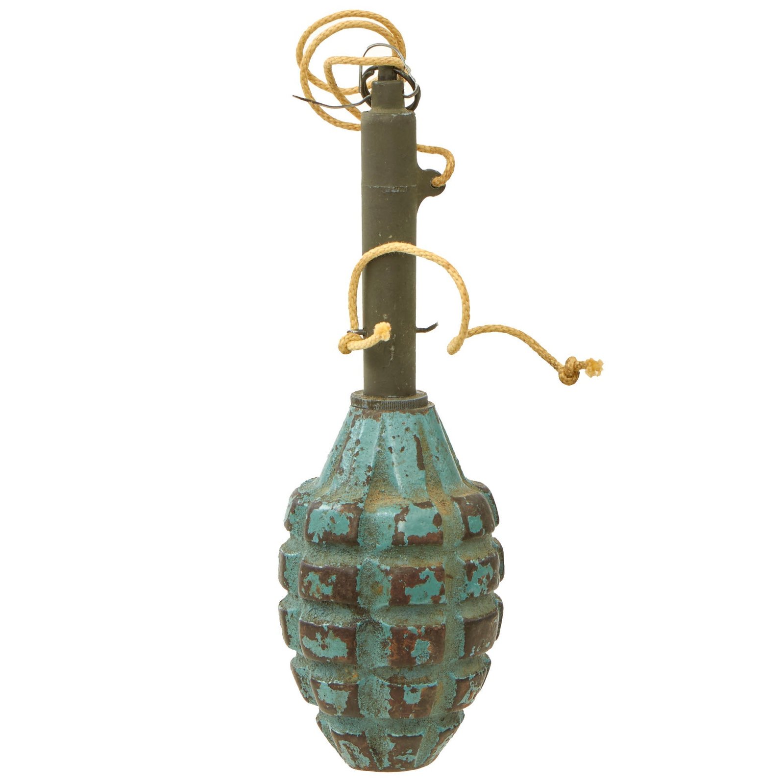 Buy Original U.S. WWII Era Inert MkII M21 Practice Pineapple Grenade With Demilitarized M1 Firing Device Release | Original Firearms Antique For Sale