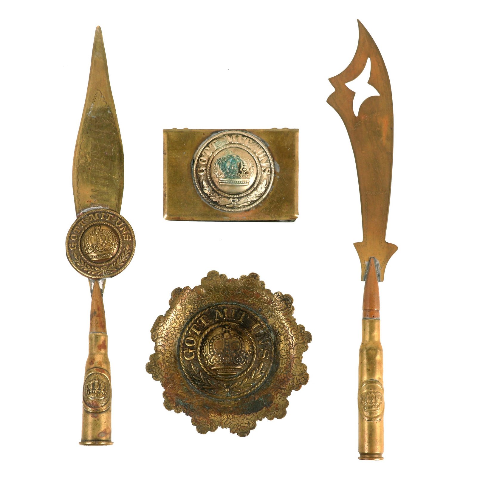 Buy Original German WWI Trench Art Lot - Letter Openers & Matchbox Holder | Original Firearms Antique For Sale