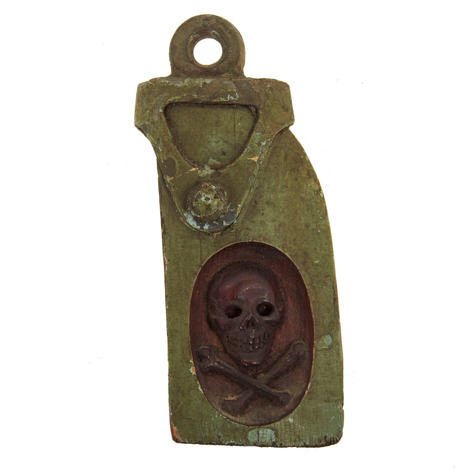 Buy Original U.S. WWI Curtiss JN Jenny Skull and Crossbones Carved Wood Wing Strut | Original Firearms Antique For Sale