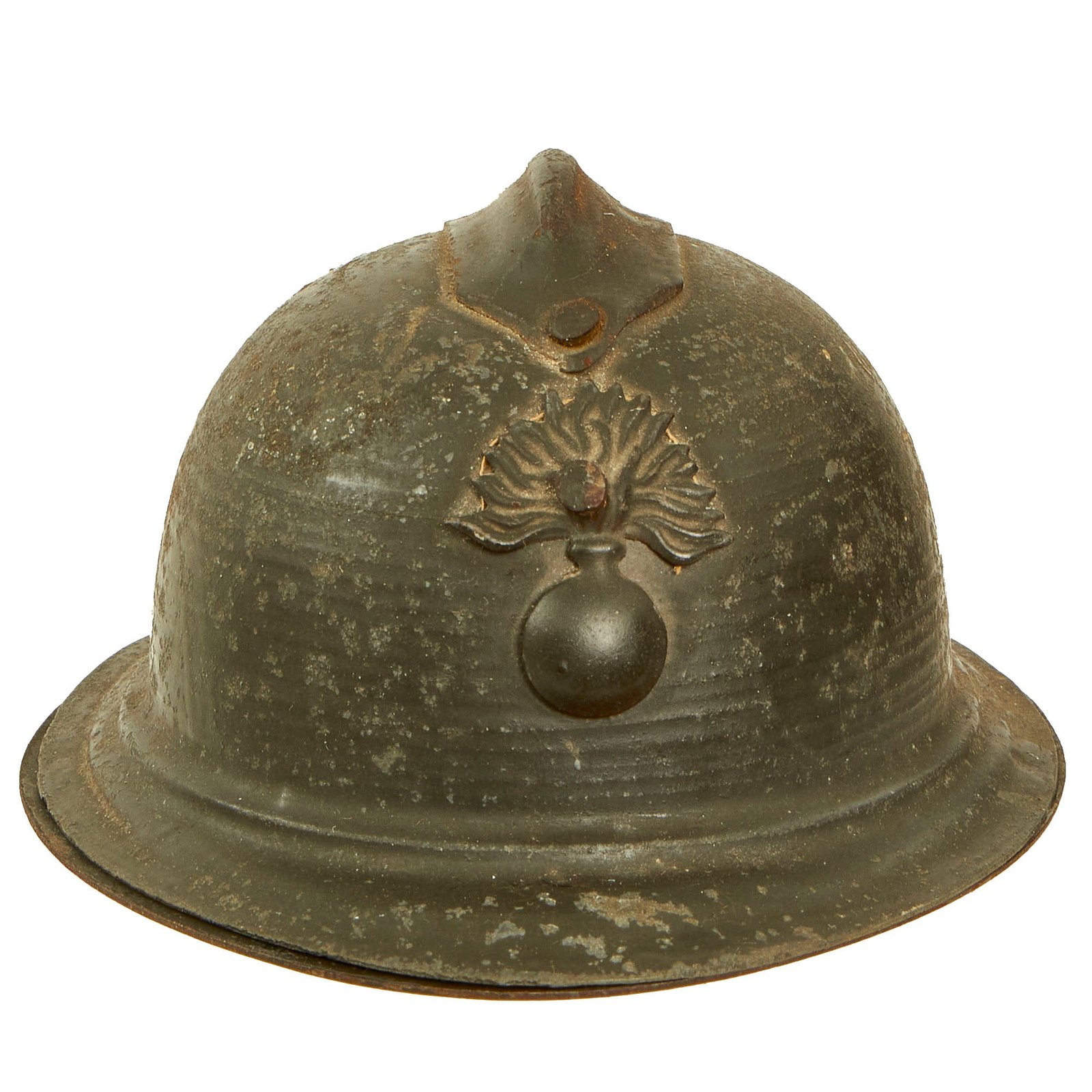 Buy Original French WWI Miniature Model 1915 Adrian Helmet Inkwell | Original Firearms Antique For Sale