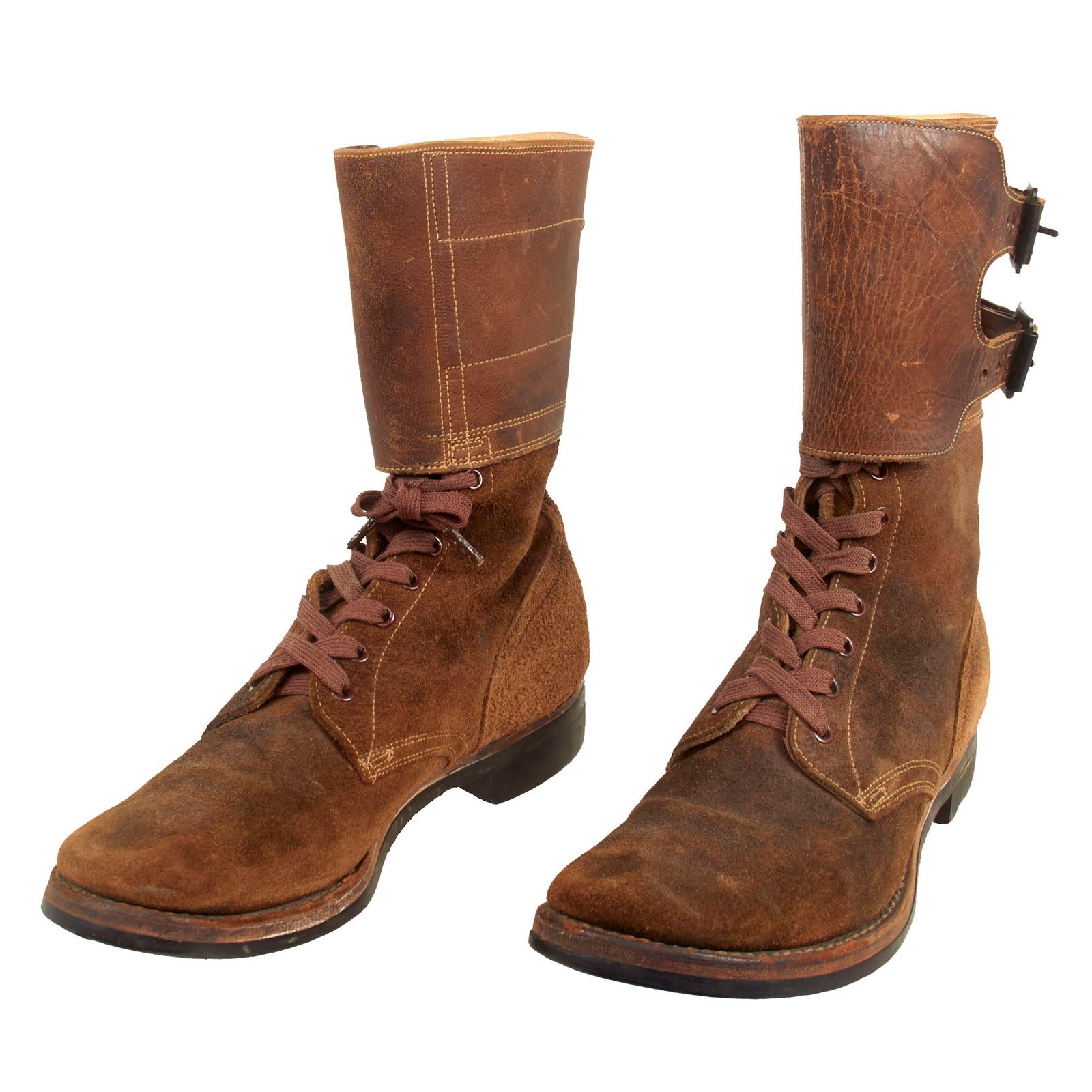 Buy Original U.S. WWII / Korean War M-1943 Double Buckle Combat Service Boots - Matched Size 10 | Original Firearms Antique For Sale