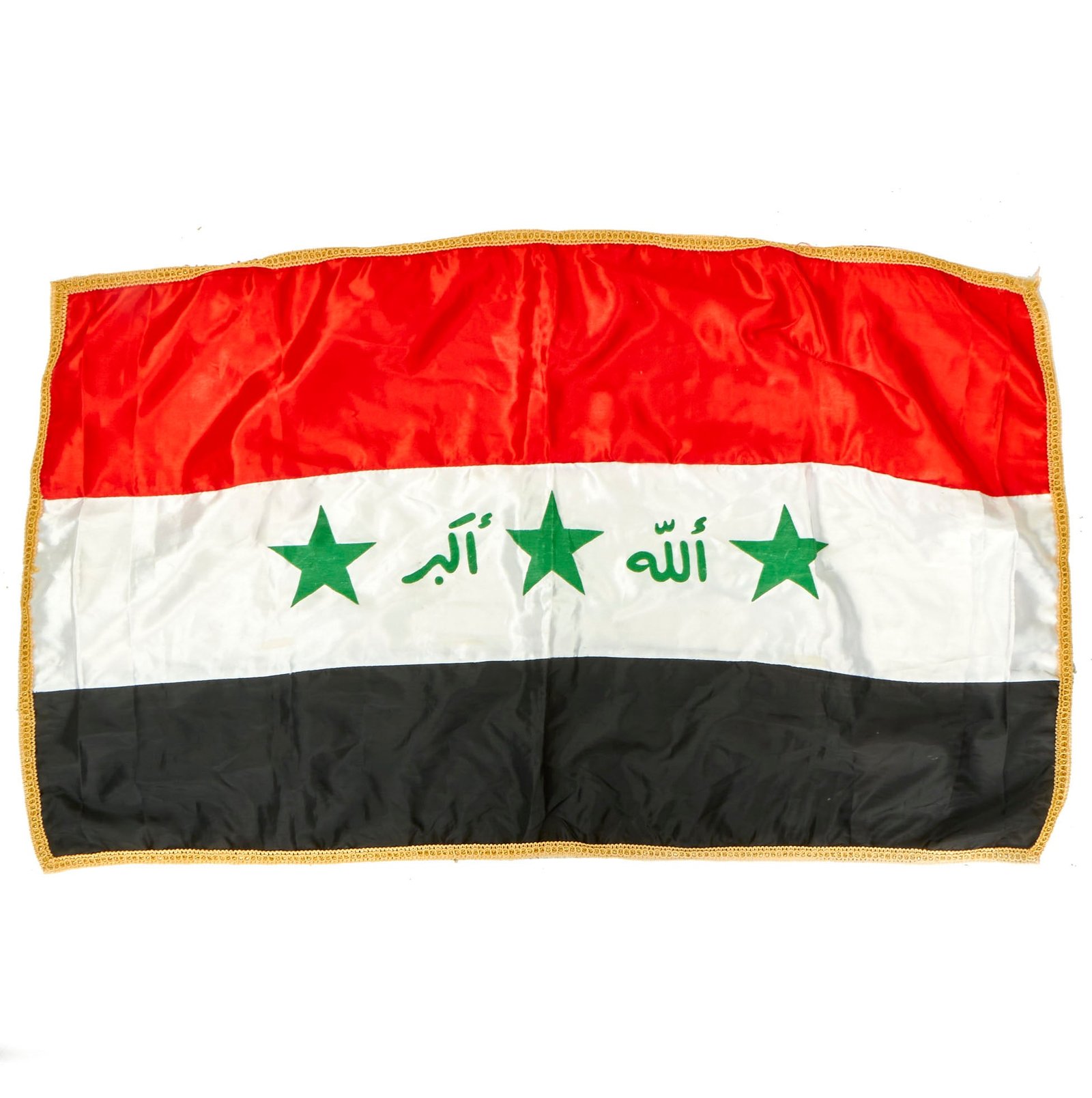 Buy Original Operation Iraqi Freedom Flag of Iraq With Gold Trim Border - 37” x 22” | Original Firearms Antique For Sale
