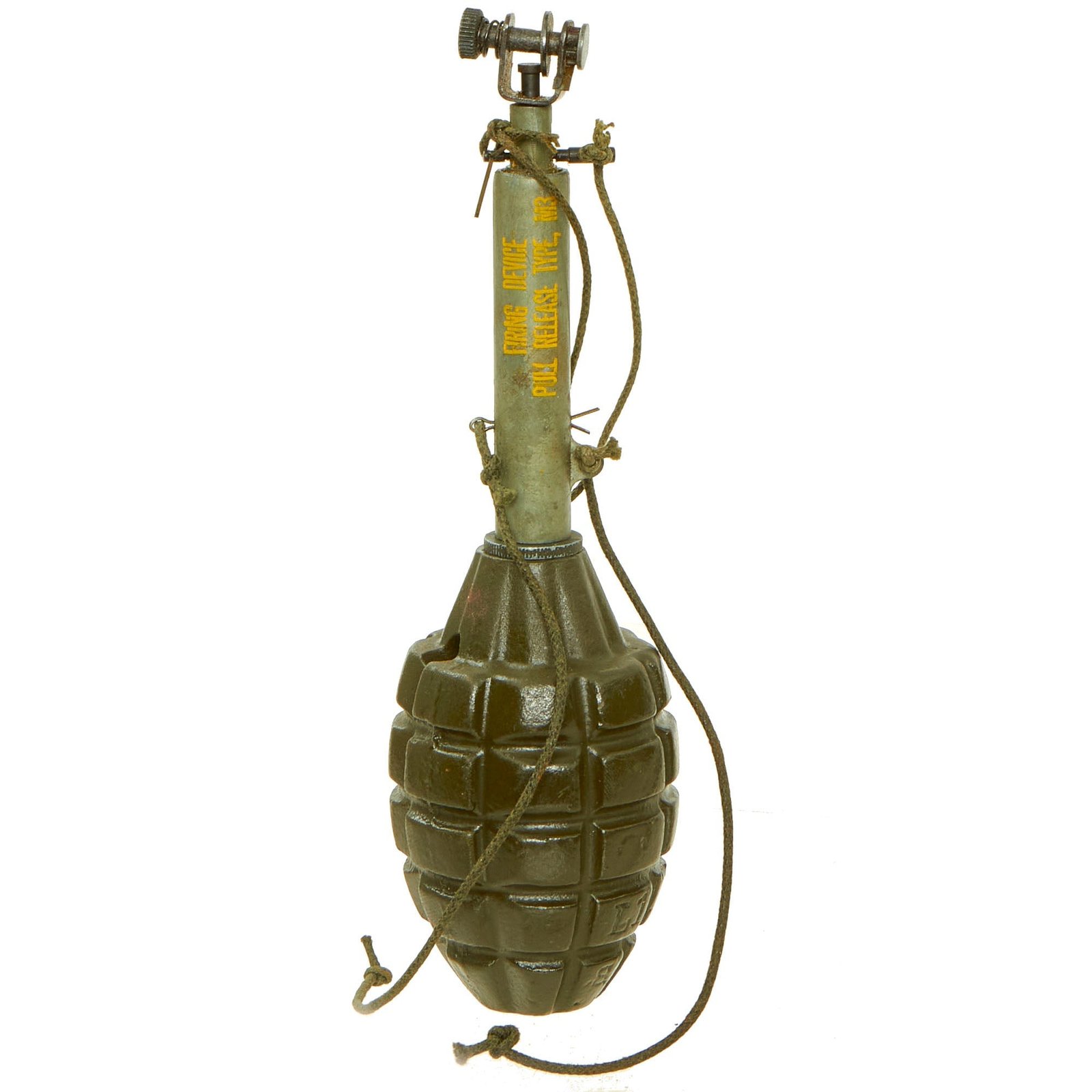 Buy Original U.S. WWII Inert MkII Pineapple Grenade with M3 Tension & Release “Boobytrap” Firing Device | Original Firearms Antique For Sale