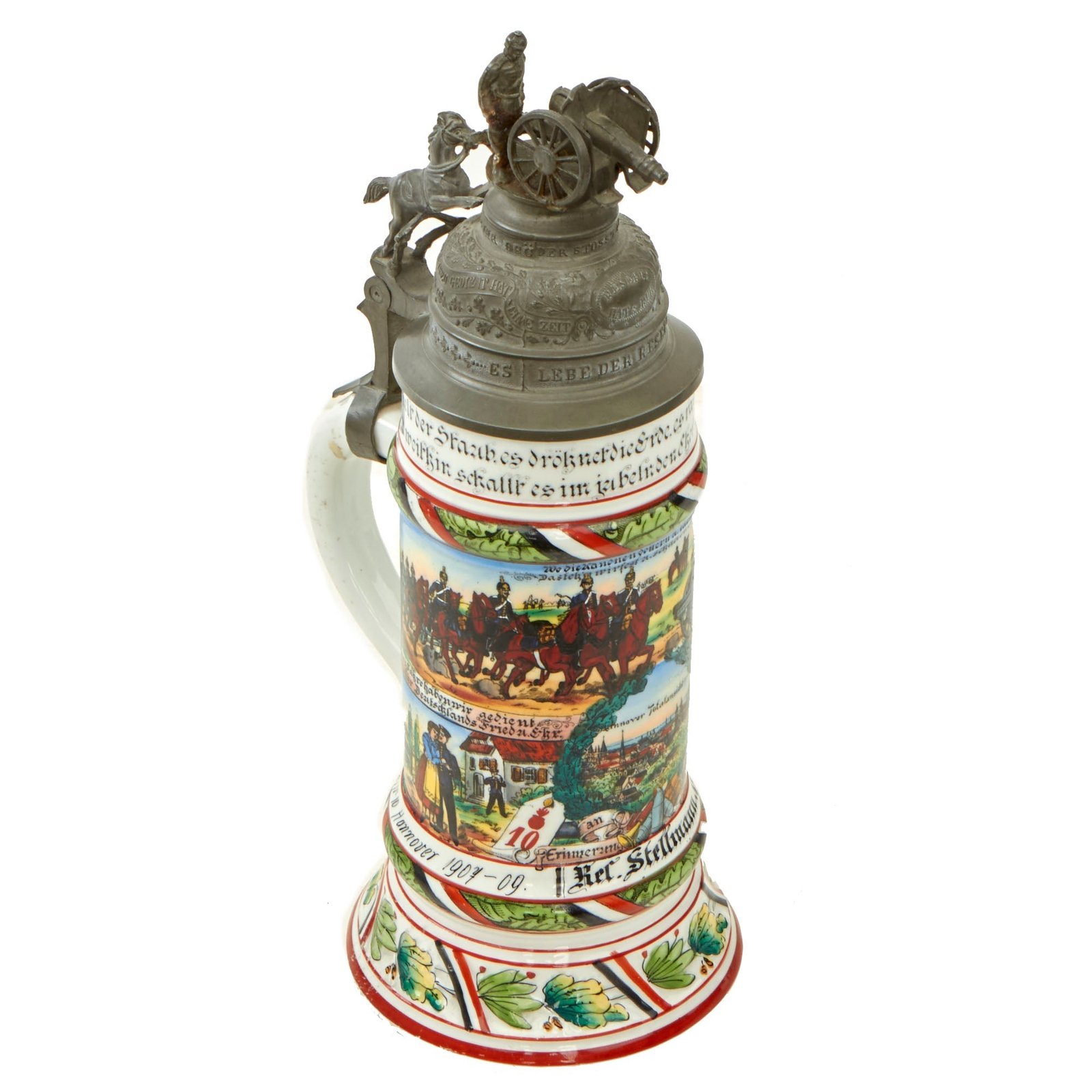 Buy Original Imperial German WWI Era 10th (1st Hannover) Field Artillery "von Scharnhorst" Regiment Reservist Beer Stein - dated 1907-1909 | Original Firearms Antique For Sale