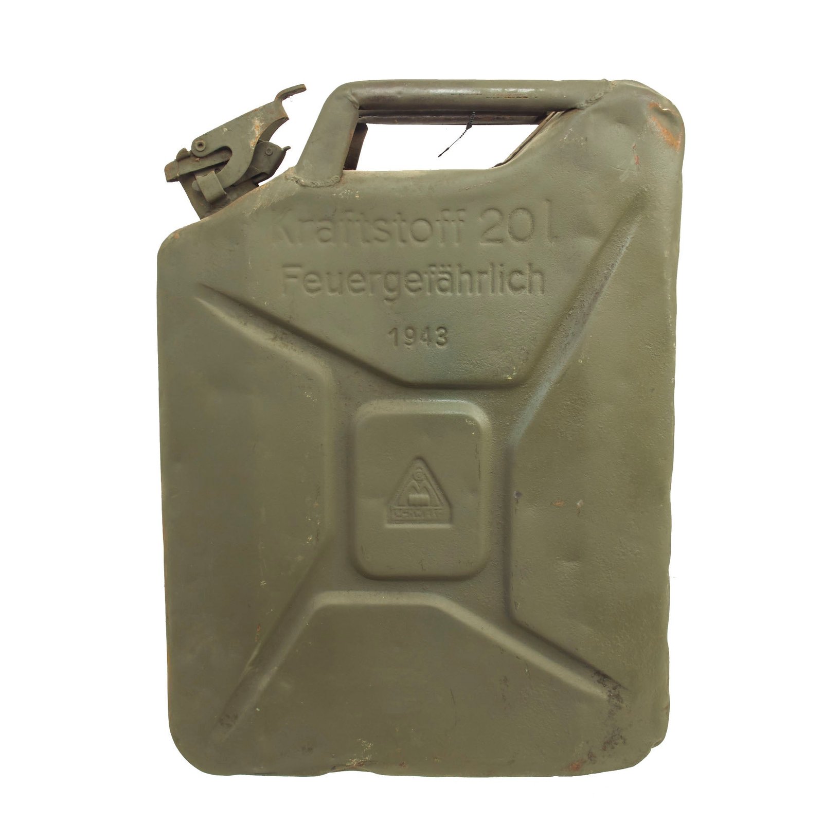 Buy Original German WWII Wehrmacht 20 Liter Petrol Jerry Can by Eisenwerke Müller of Schwelm - Dated 1943 | Original Firearms Antique For Sale