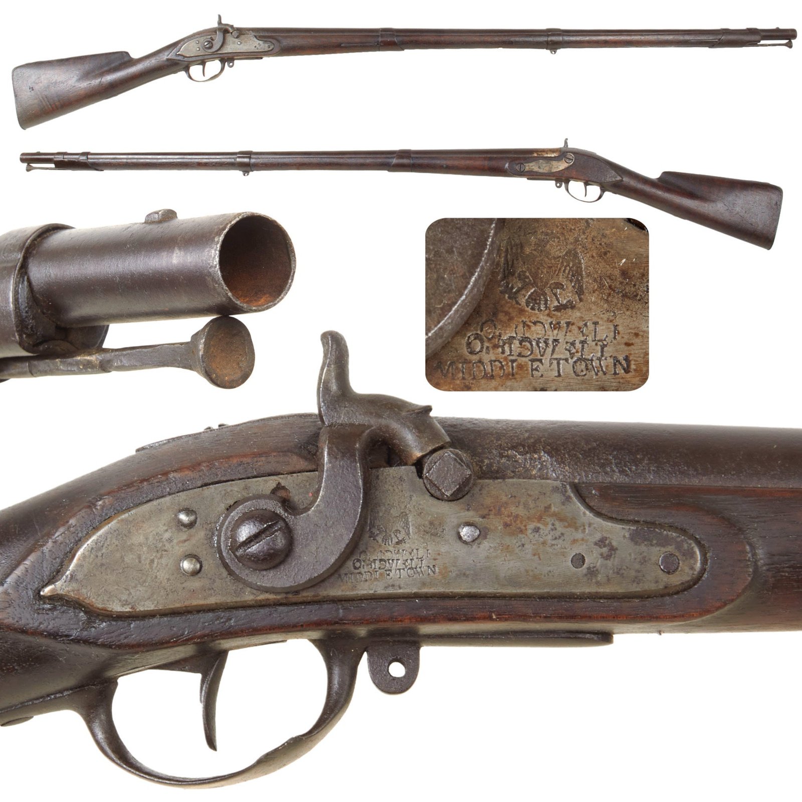 Original War of 1812 Rare U.S. Model 1808 Contract Musket by Oliver Bidwell Converted to Percussion