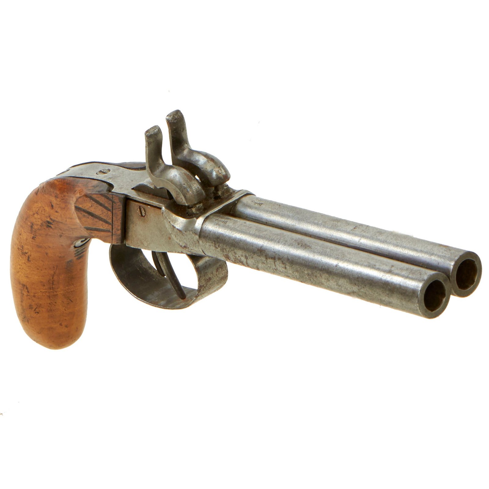 Buy Original Victorian Era German Double Barreled Percussion Pistol Serial 78 - Circa 1855 | Original Firearms Antique For Sale