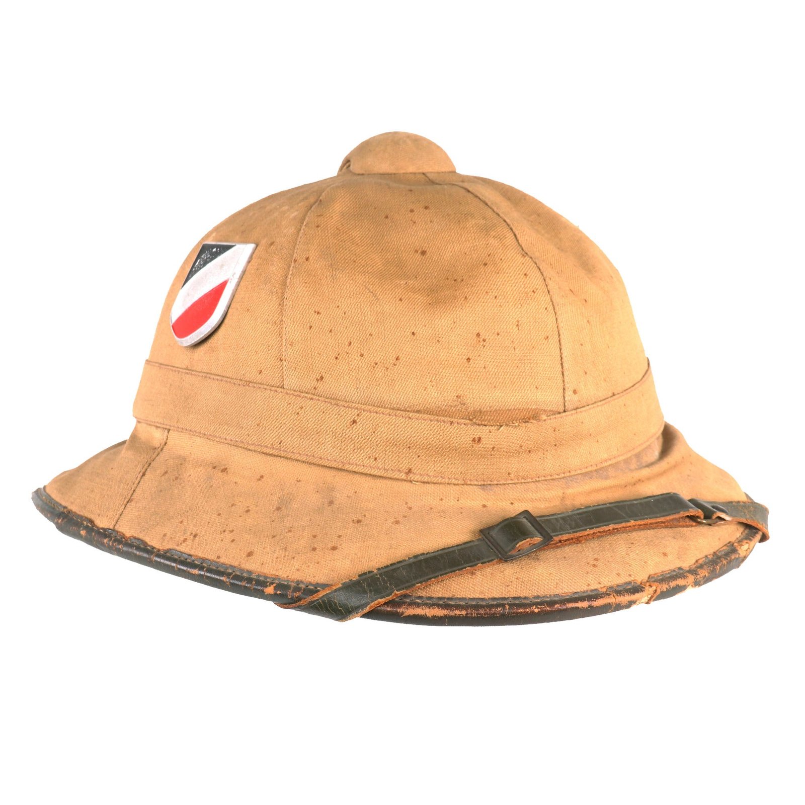 Buy Original German WWII Service Worn First Model DAK Afrikakorps Sun Helmet with Aluminum Badges - Size 55 | Original Firearms Antique For Sale