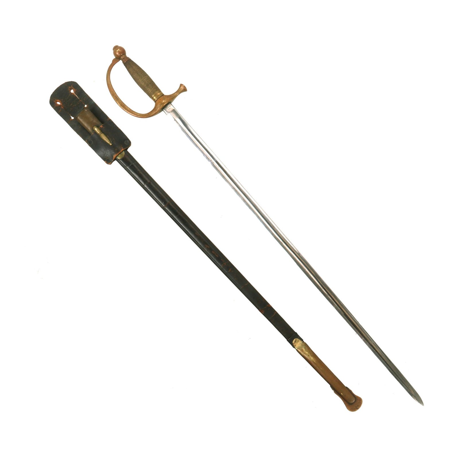 Buy Original U.S. Civil War M-1840 Musicians Sword by Ames Mfg. Co. with Scabbard and Leather Belt Frog - Dated 1864 | Original Firearms Antique For Sale