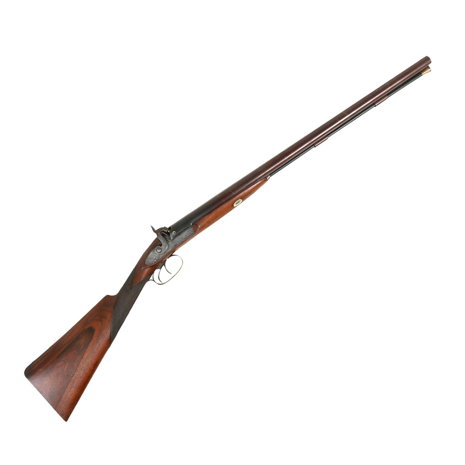 Buy Original British 12 Bore Double Barrel Factory Engraved Percussion Shotgun by William Richards - circa 1840 | Original Firearms Antique For Sale