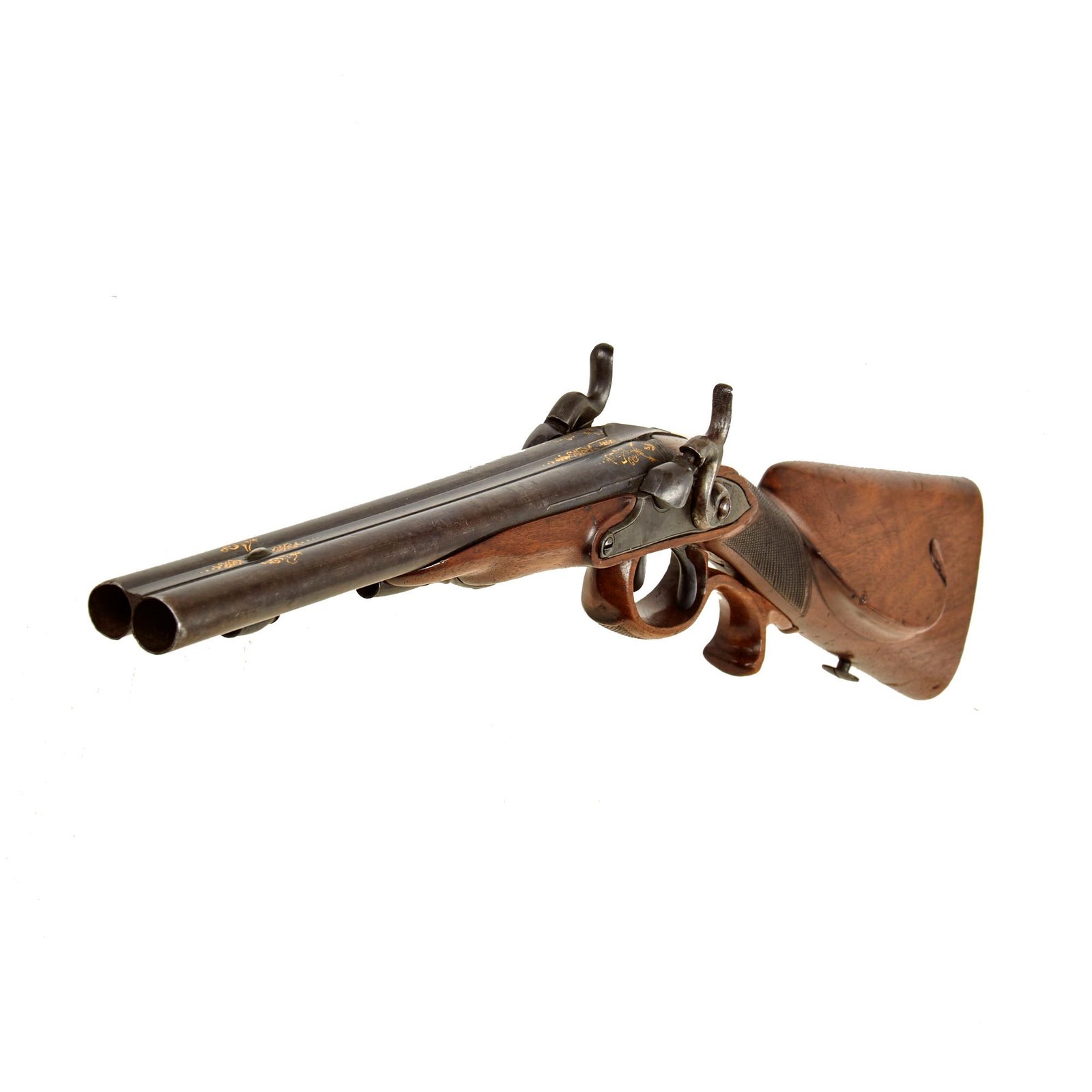 Buy Original French 19th Century Percussion Double Barrel Short Coach Shotgun Gun Marked P. Girard | Original Firearms Antique For Sale