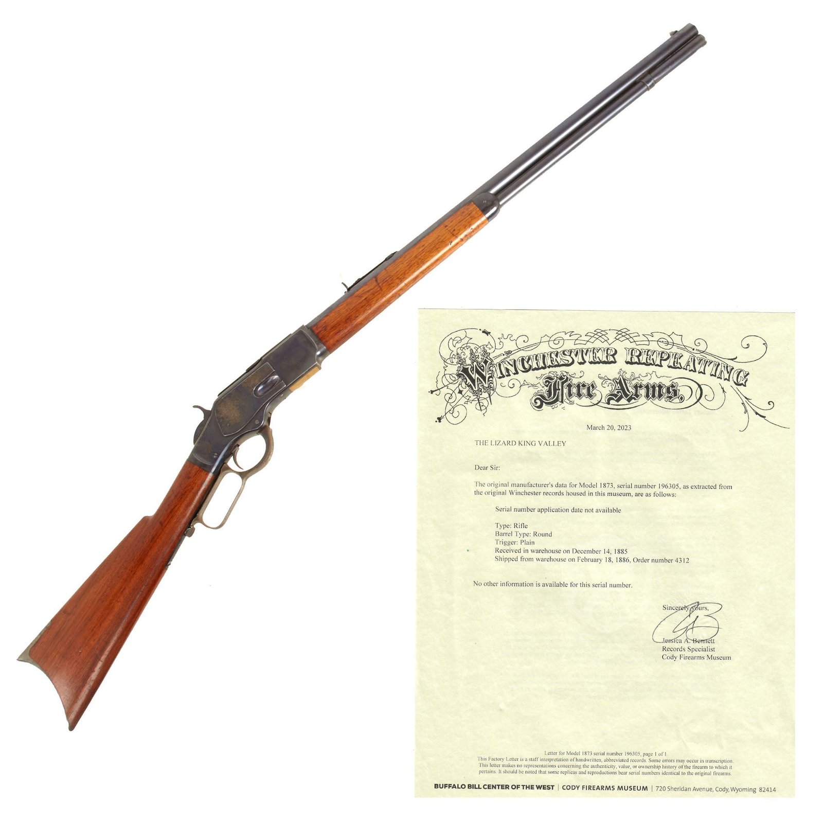 Buy Original Excellent U.S. Winchester Model 1873 .44-40 Repeating Rifle with Round Barrel & Factory Letter made in 1886 - Serial 196305B | Original Firearms Antique For Sale