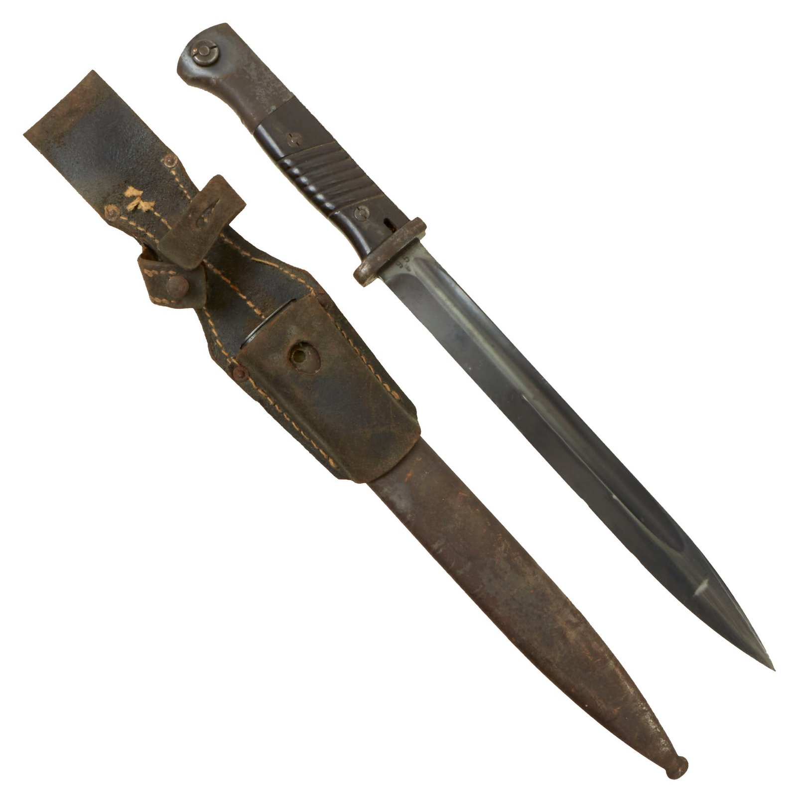 Buy Original German WWII 98k 1939 dated Bayonet by Richard A. Herder with Scabbard & Frog - Very Low Matching Serial 95 F | Original Firearms Antique For Sale