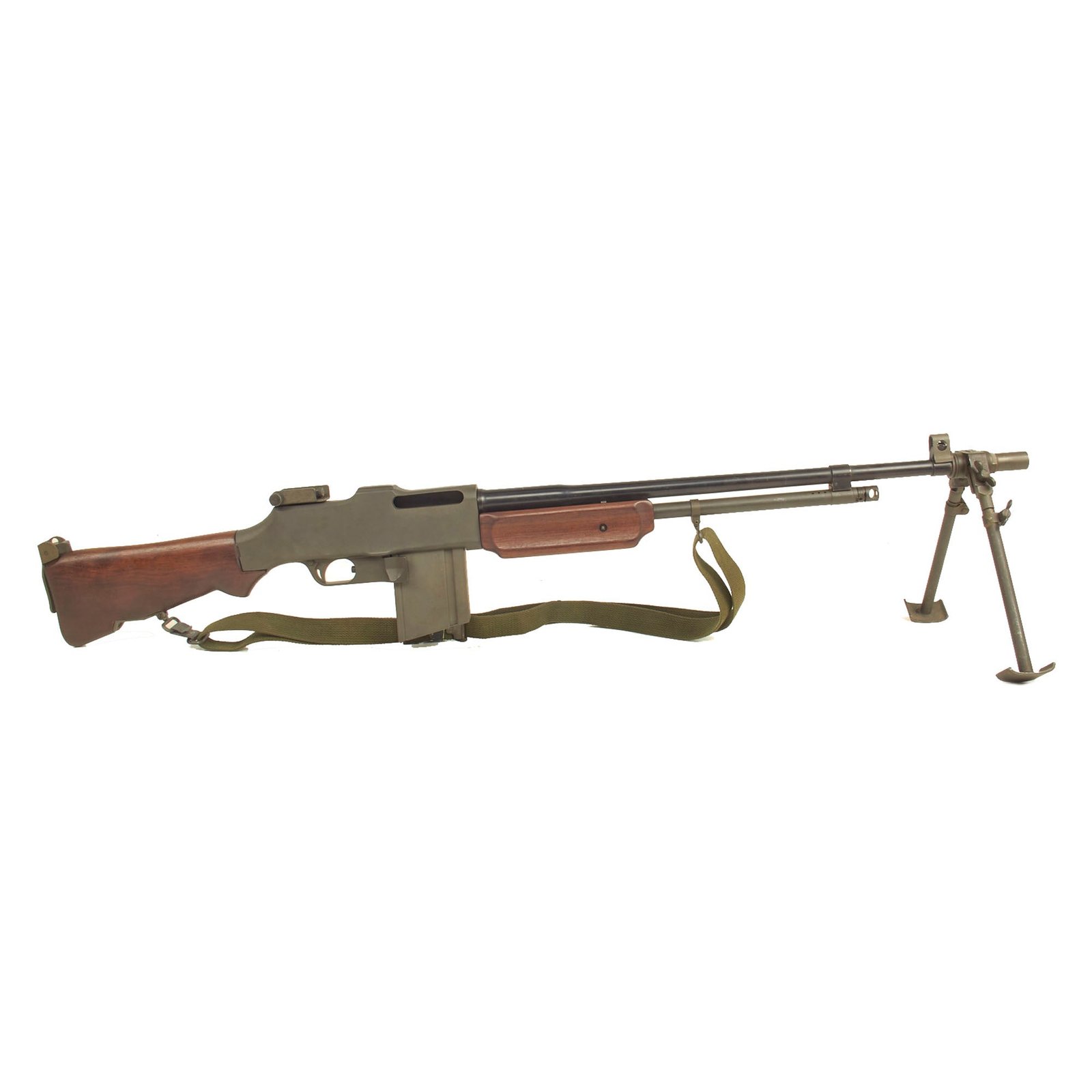 Buy Original U.S. WWII Korean War BAR Browning M1918A2 Display Gun with Non-Firing Steel Receiver & Sling - ROT II Barrel Dated 4-52 | Original Firearms Antique For Sale