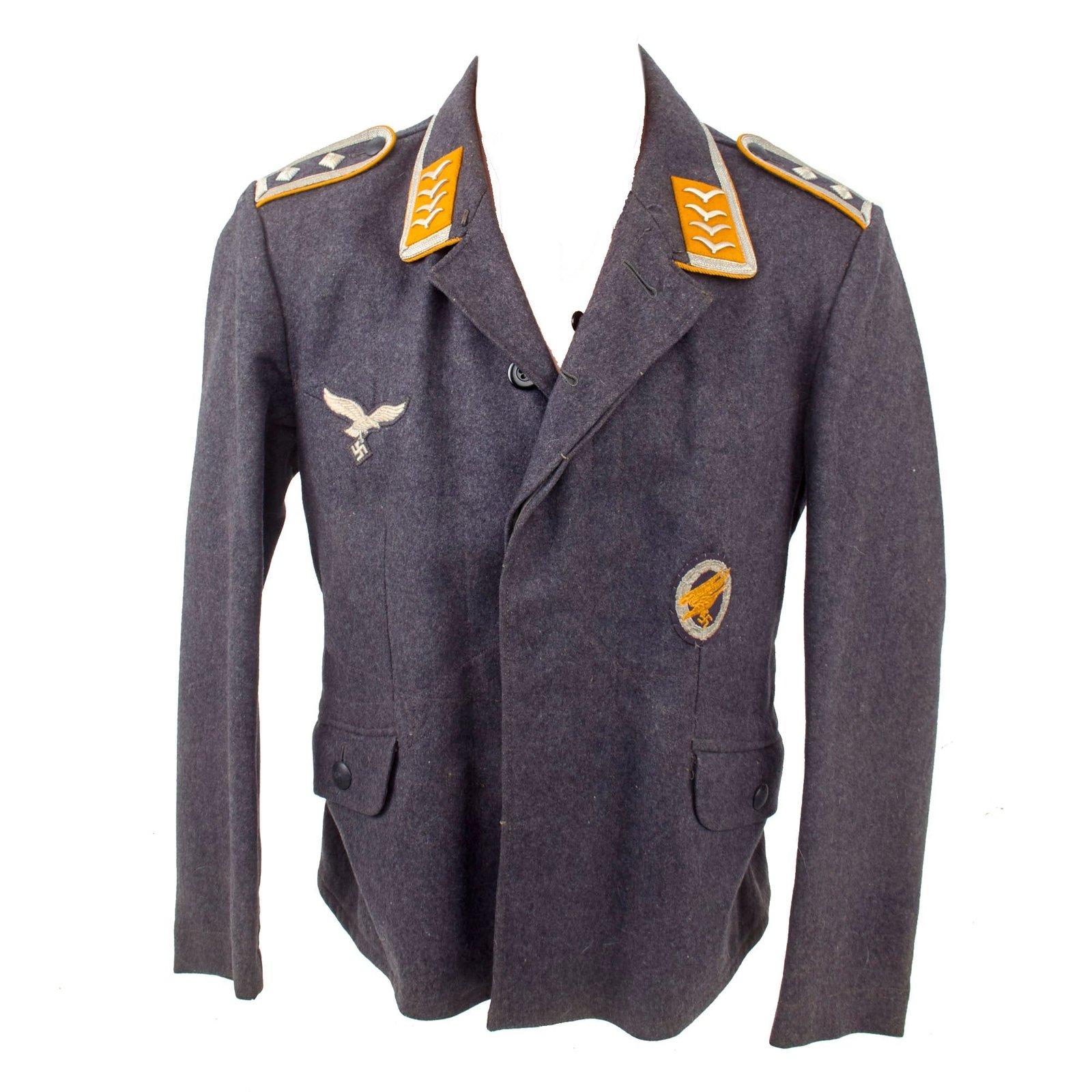 Buy Original German WWII Early Luftwaffe Oberfeldwebel NCO Fliegerbluse Tunic with Fallschirmjäger Badge & Parachute Fabric Scarf | Original Firearms Antique For Sale