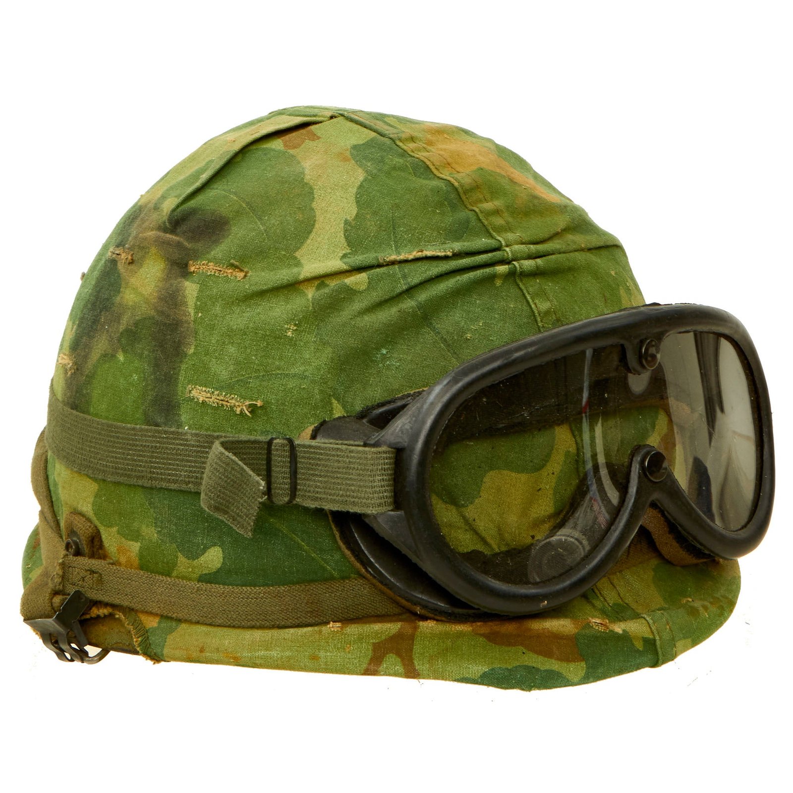 Buy Original U.S. Vietnam M1 Helmet with Reversible Camouflage Cover and Dust Goggles | Original Firearms Antique For Sale