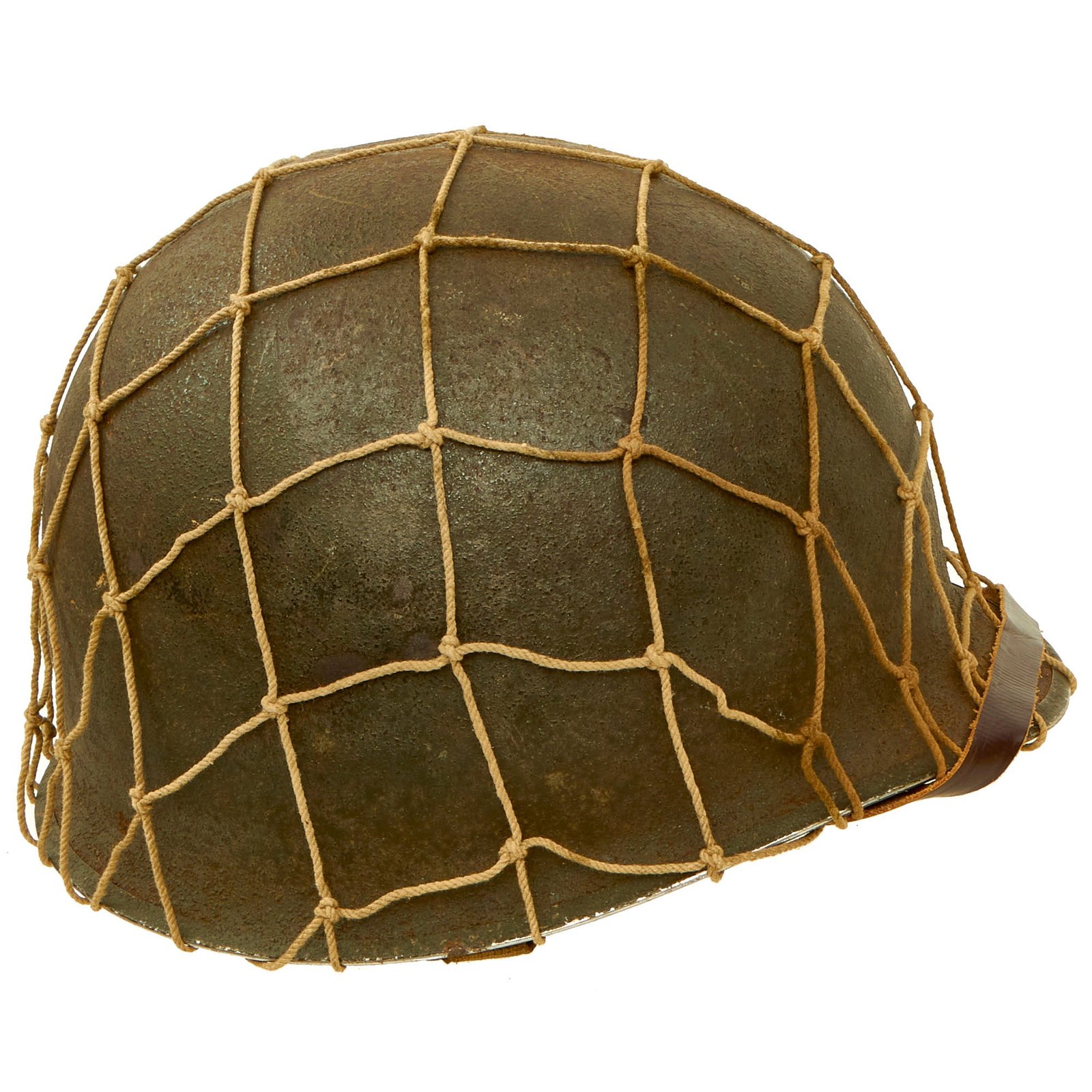 Buy Original U.S. WWII Early 1942 M1 McCord Front Seam Fixed Bale Helmet with Net and Mine Safety Appliance Liner - Complete | Original Firearms Antique For Sale