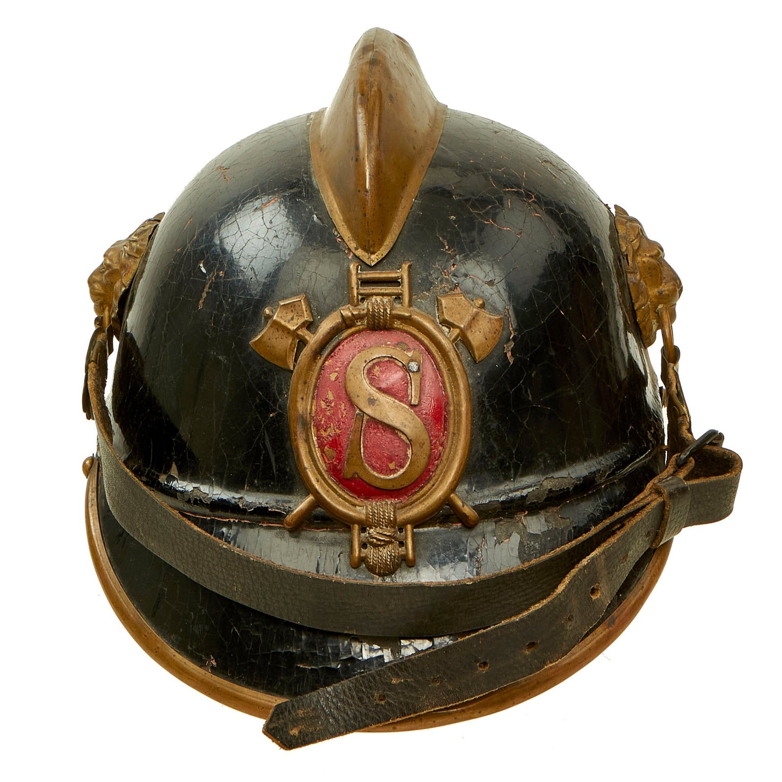 Buy Original Imperial German Pre WWI Kingdom of Bavaria Fire Brigade Leather Pickelhaube Helmet | Original Firearms Antique For Sale