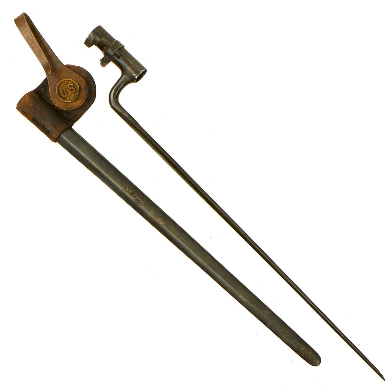 Buy Original U.S. Springfield Trapdoor M1873 Rifle Socket Bayonet with U.S. Scabbard | Original Firearms Antique For Sale