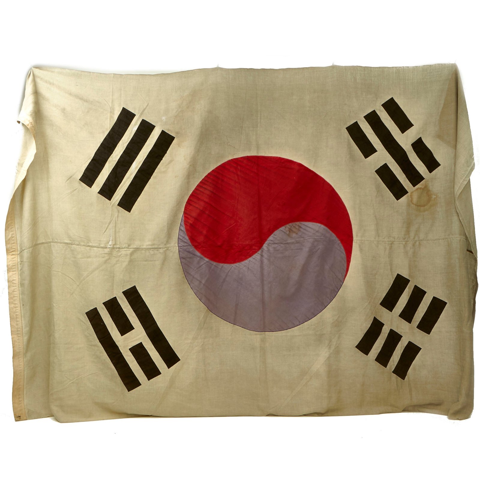 Buy Original South Korean Cold War Era Large Taegeukgi National Flag of South Korea - 65" x 104” | Original Firearms Antique For Sale