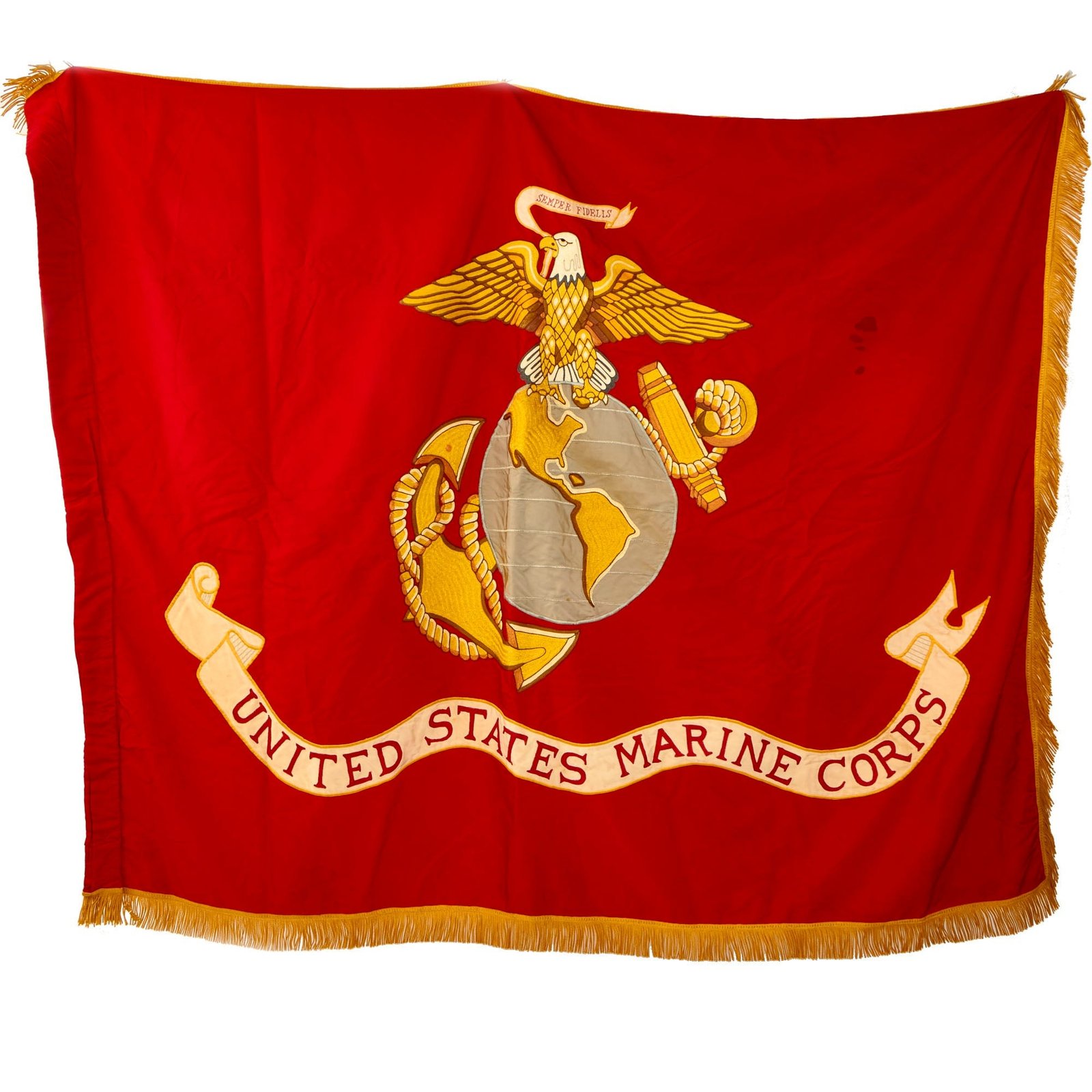 Buy Original U.S. Vietnam War Era United States Marine Corps Indoor/Parade Standard Flag dated 1972 - 51” x 66” | Original Firearms Antique For Sale
