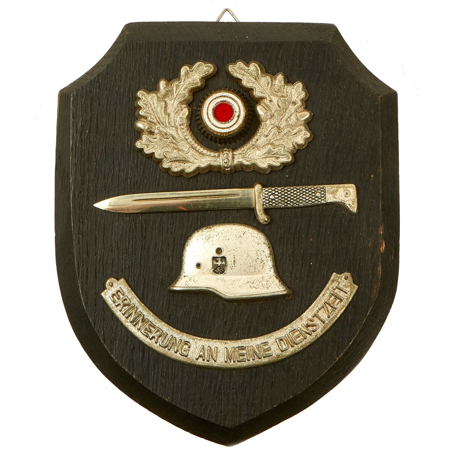 Buy Original German WWII Heer Army "In Memory of my Service" Wooden Plaque with Attached Insignia | Original Firearms Antique For Sale