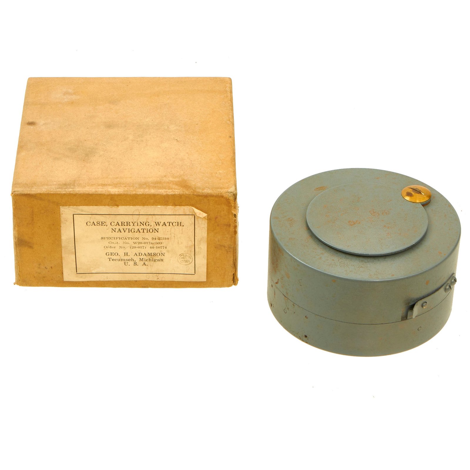 Buy Original WWII U.S. Army Air Corps Shock Absorbing Carrying Case for AN-5740 G.C.T. Navigator Pocket Watch - Unissued With Original Packaging | Original Firearms Antique For Sale