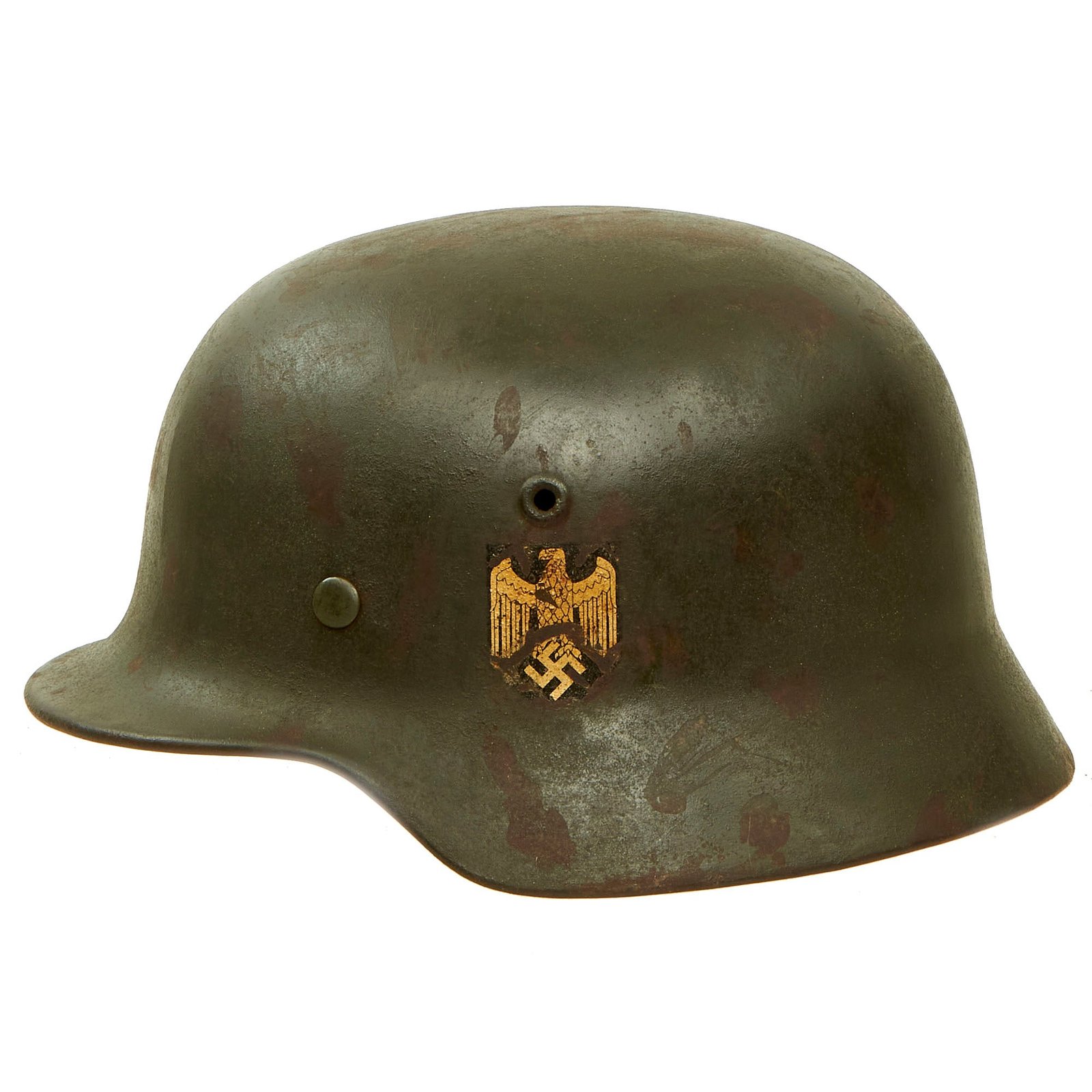 Buy Original German WWII M40 Single Decal Army Heer Helmet with 1939 Dated 58cm Liner & Chinstrap - stamped EF66 | Original Firearms Antique For Sale