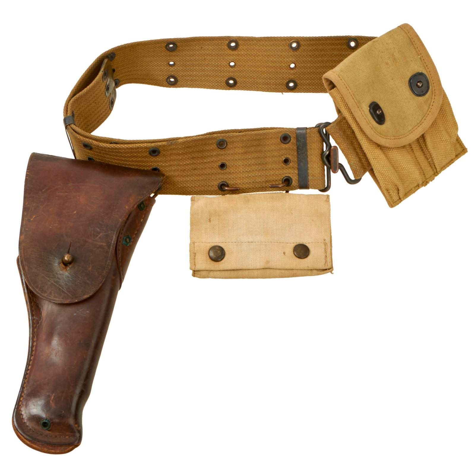 Buy Original U.S. WWI M-1910 Pistol Belt Rig Featuring M1916 Holster for 1911 .45 Automatic, Magazine Pouch and First Aid Pouch | Original Firearms Antique For Sale