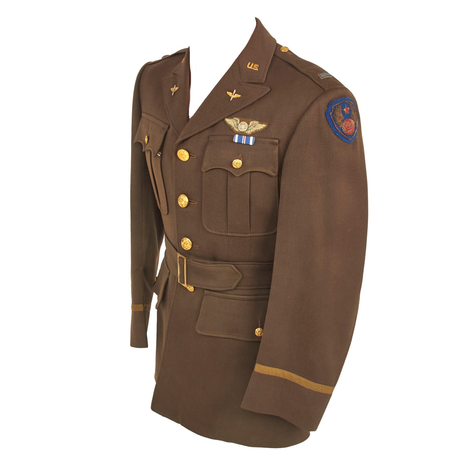 Buy Original U.S. WWII US Army 9th Air Force Navigator Bullion Patched Officer’s Winter Service Class A Uniform Coat | Original Firearms Antique For Sale