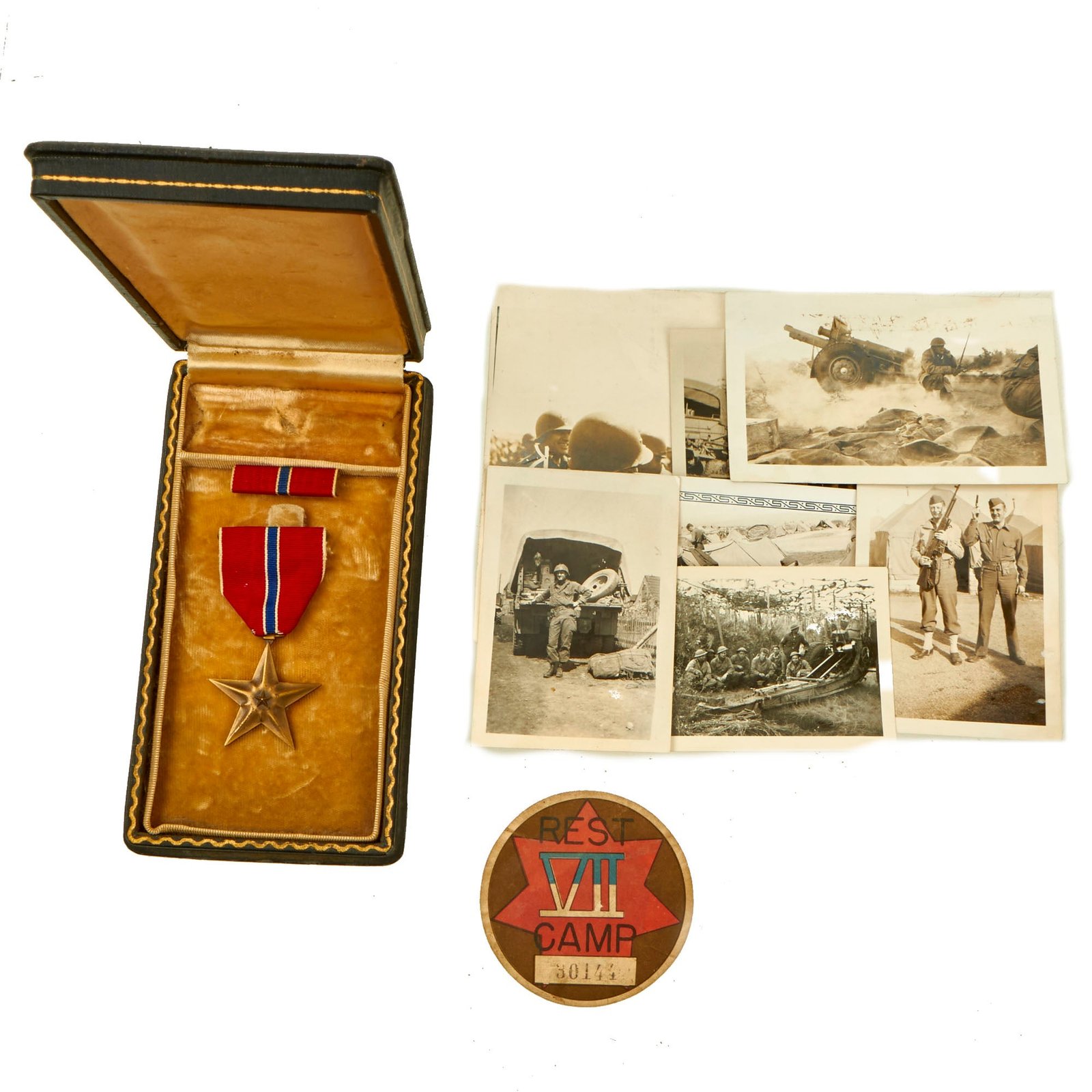 Buy Original U.S. WWII 957th Field Artillery Battalion Bronze Star and Photo Grouping for Sergeant Charles E. Edwards | Original Firearms Antique For Sale