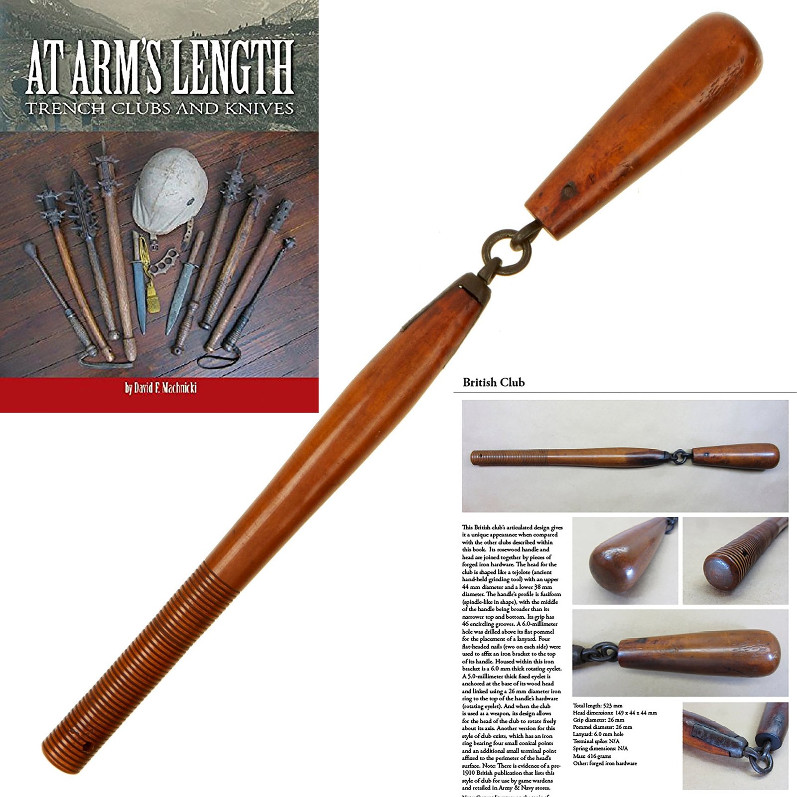 Buy Original British WWI Flail Style Trench Club - Featured in Book At Arm's Length Page 38 | Original Firearms Antique For Sale