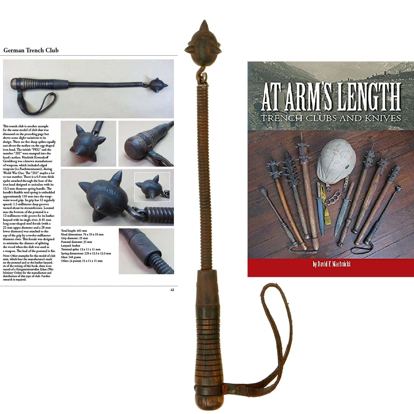 Buy Original German WWI Spring Handle Trench Raiding Mace - Featured in Book At Arm's Length Volume 1 | Original Firearms Antique For Sale
