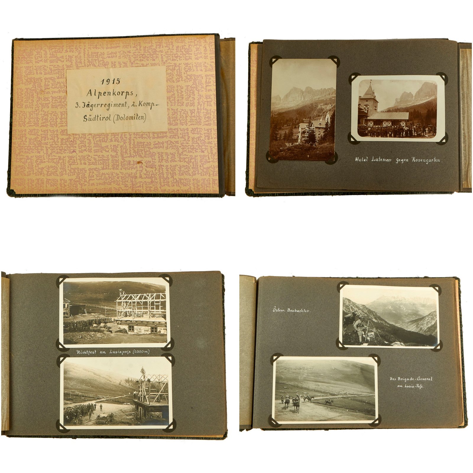 Buy Original Imperial German WWI Austro-Hungarian 3rd Jäger Regiment, 2nd Company 1915 Dated Photo Album From Dolomites Campaign - 81 Photos | Original Firearms Antique For Sale