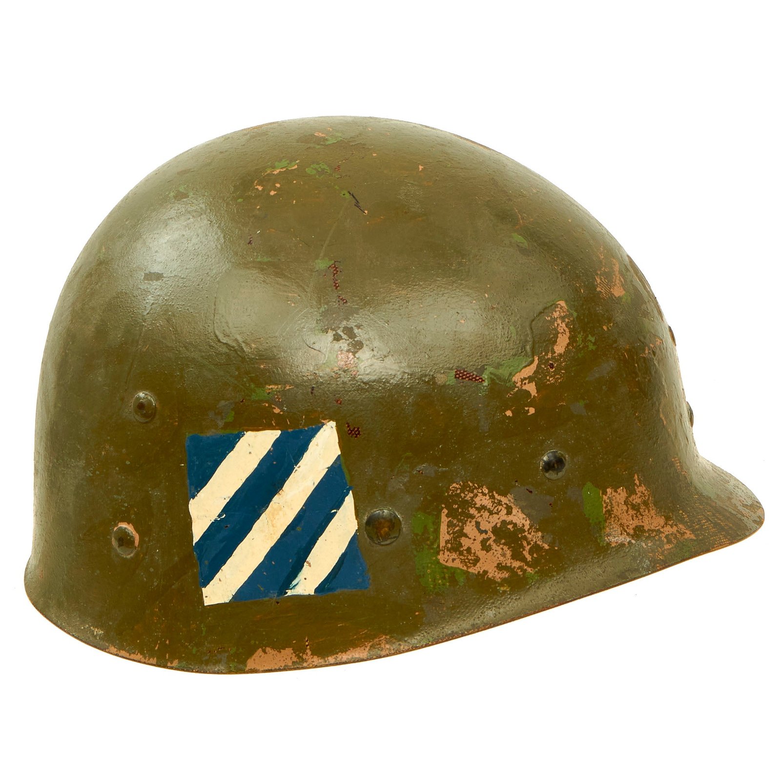 Buy Original U.S. Korean War M1 Helmet Liner With Original 3rd Division Painted Insignia - Liner by CAPAC | Original Firearms Antique For Sale