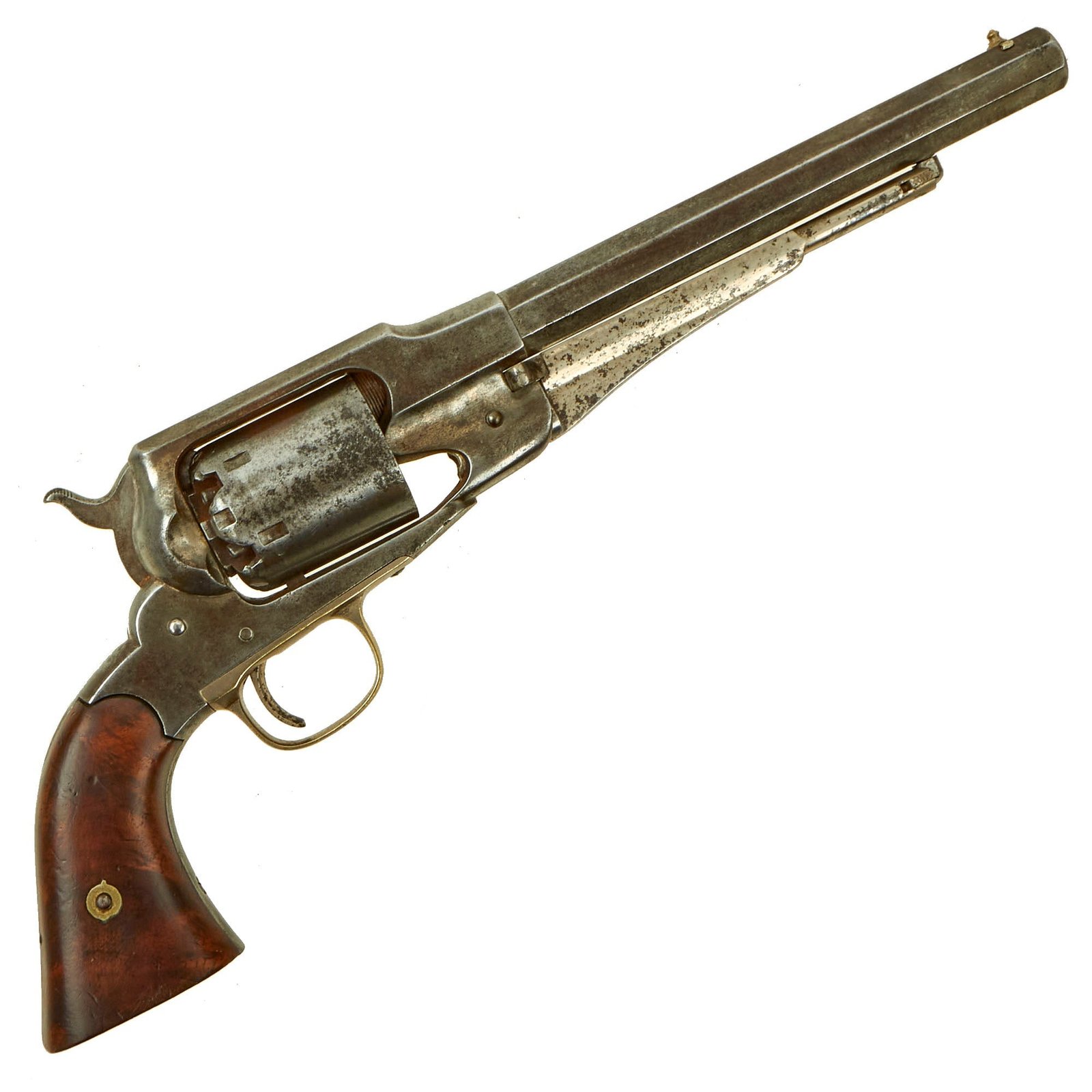 Buy Original U.S. Civil War Early Remington New Model 1863 Army .44cal Percussion Revolver with Custom Curly Walnut Grips - Serial 15751 | Original Firearms Antique For Sale