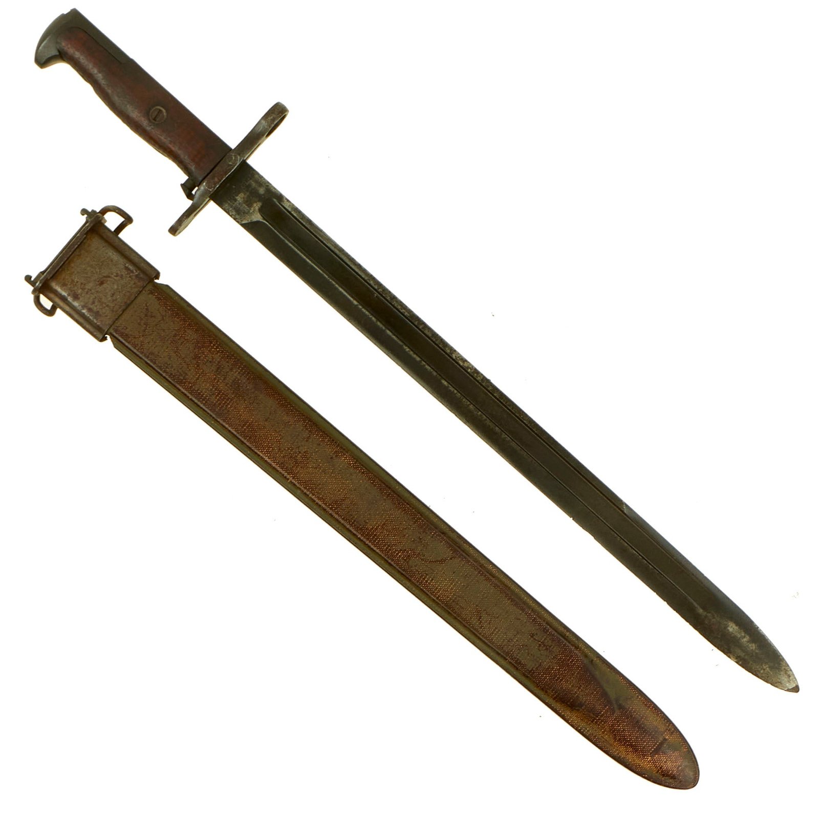 Buy Original U.S. WWI First Year Production M1905 Springfield 16 inch Rifle Bayonet by S.A. With Rare Detroit Gasket M3 Scabbard | Original Firearms Antique For Sale