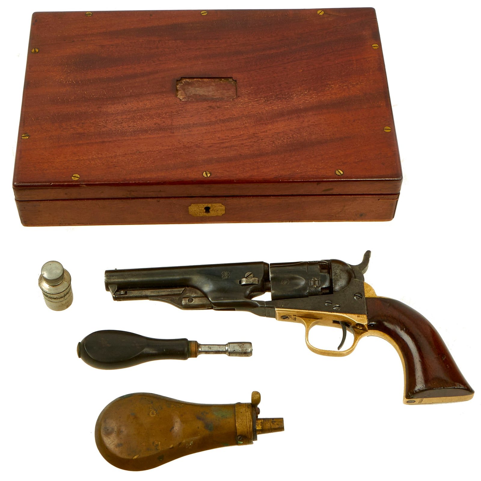 Buy Original U.S. Cased British Proofed Colt M-1862 Police Pocket .36cal Percussion Revolver with 4 1/2" Barrel made in 1866 - Serial 33828 | Original Firearms Antique For Sale